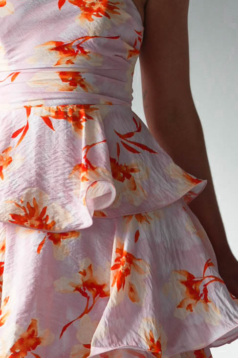 Oh Hello Clothing Women > Clothing > Dresses Rosha Floral Tiered Strapless Maxi Dress | Peach