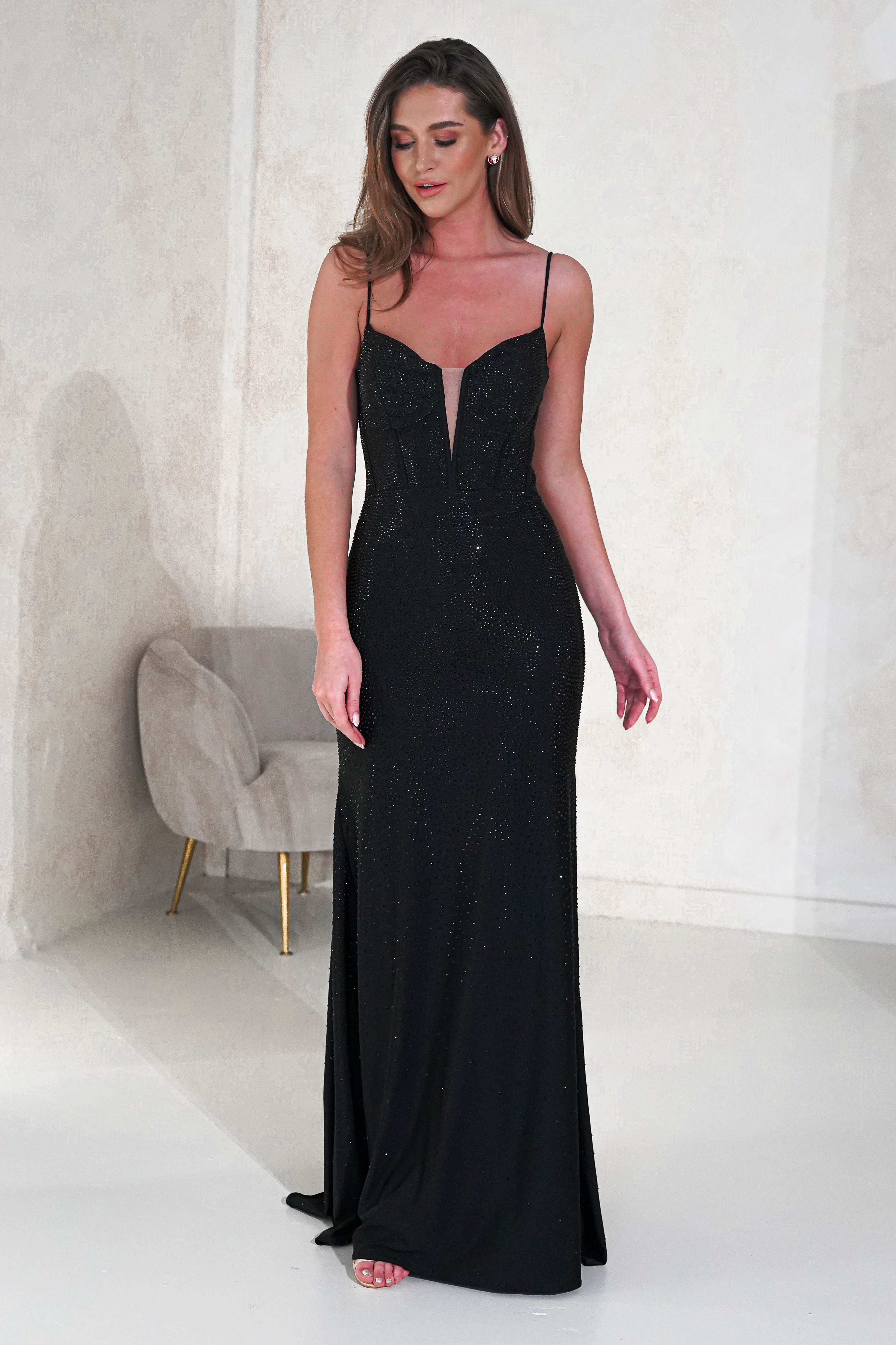 Sabrina Diamante Gown | Black | Debs & Prom | Formal Gown | Oh Hello Clothing