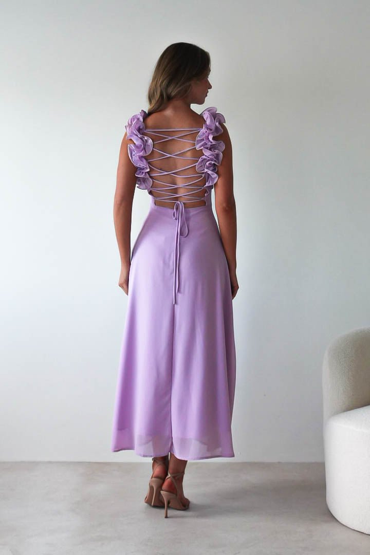 Sadie Ruffle Sleeve Maxi Dress Lilac | Wedding Guest Dress | Maxi | Oh Hello Clothing