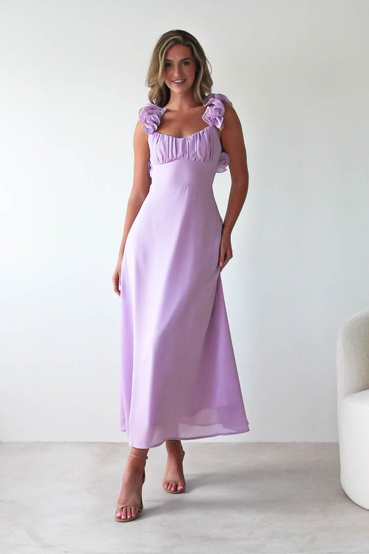 Sadie Ruffle Sleeve Maxi Dress Lilac | Wedding Guest Dress | Maxi | Oh Hello Clothing