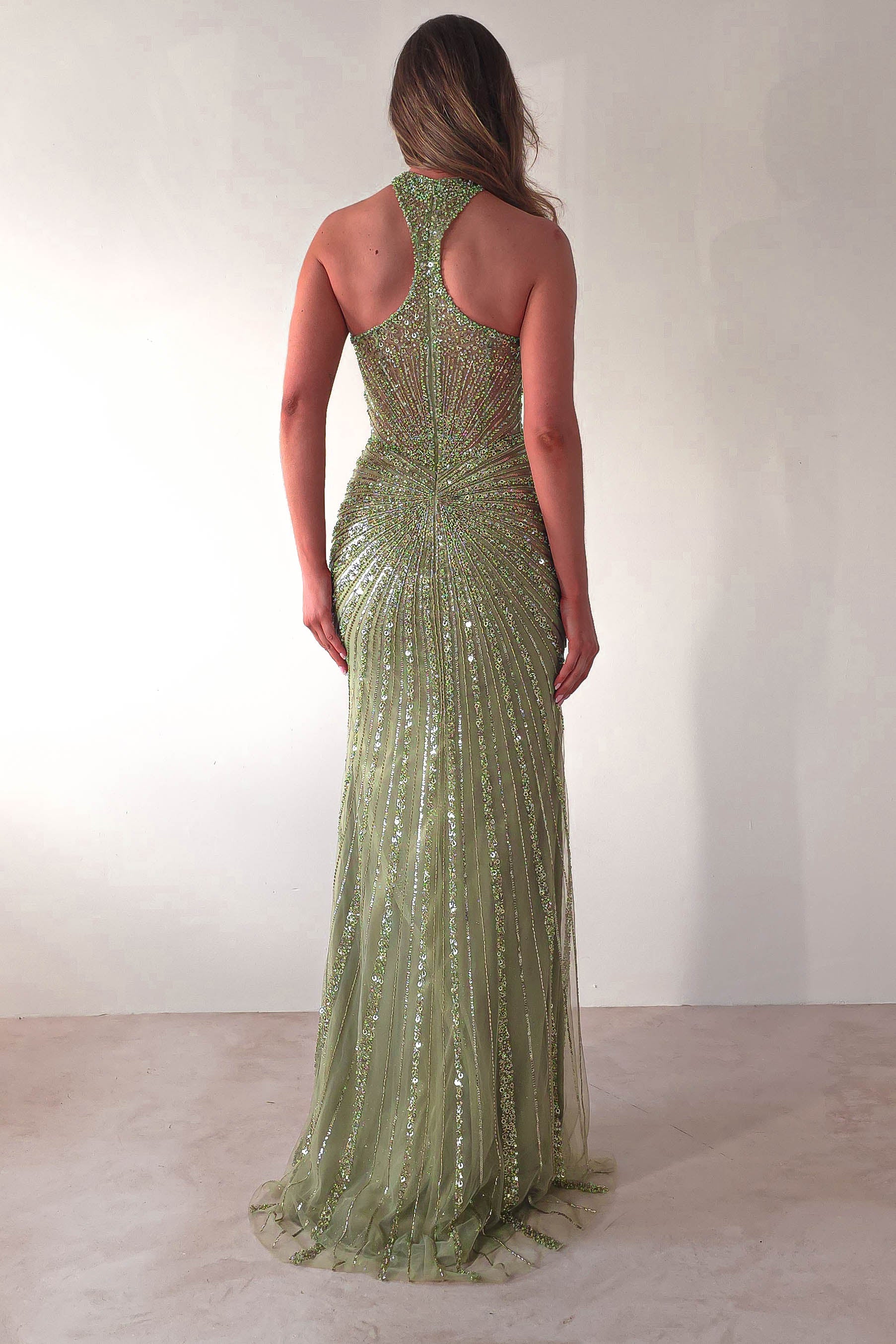 Santana Beaded Keyhole Gown | Green | Debs & Prom | Formal Gown | Oh Hello Clothing