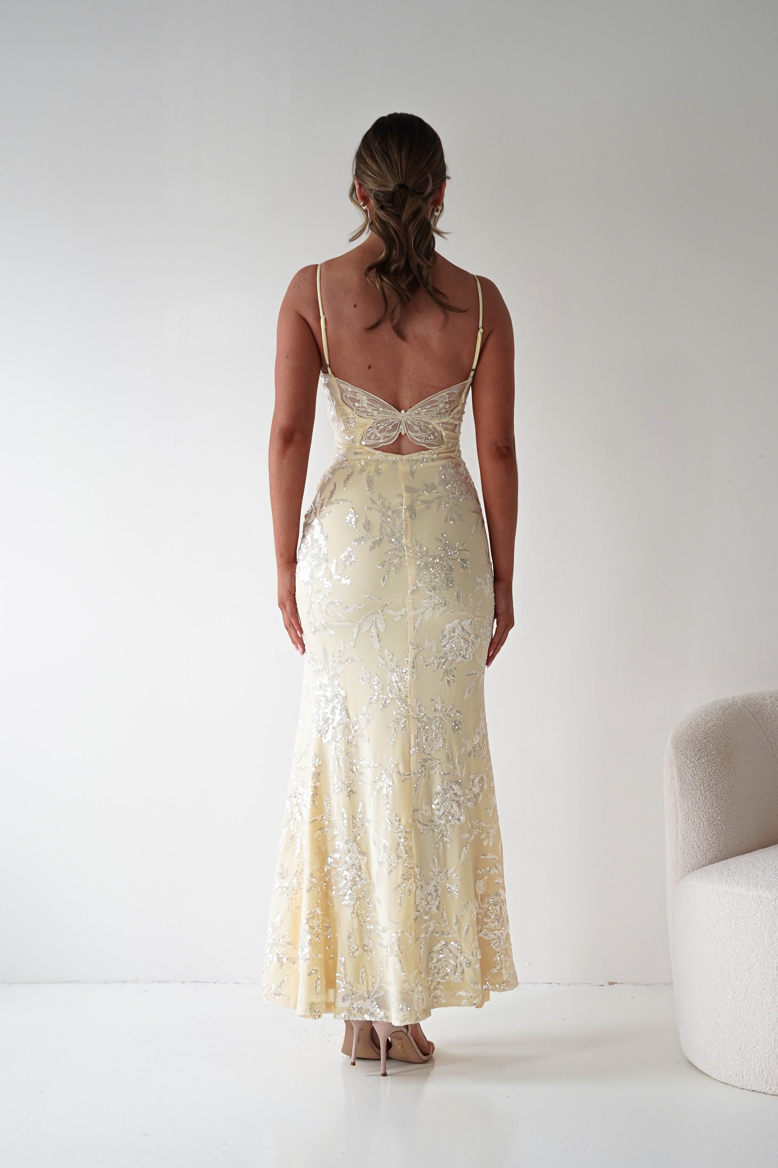 Oh Hello Clothing Women > Clothing > Dresses Santorini Butterfly Detail Embellished Gown | Yellow