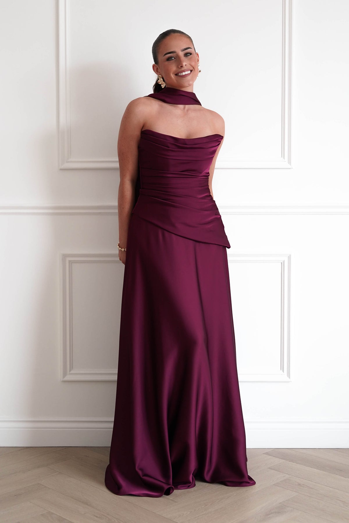 Oh Hello Clothing Women > Clothing > Dresses Sheree Dropped Waist Corset Maxi Dress | Wine