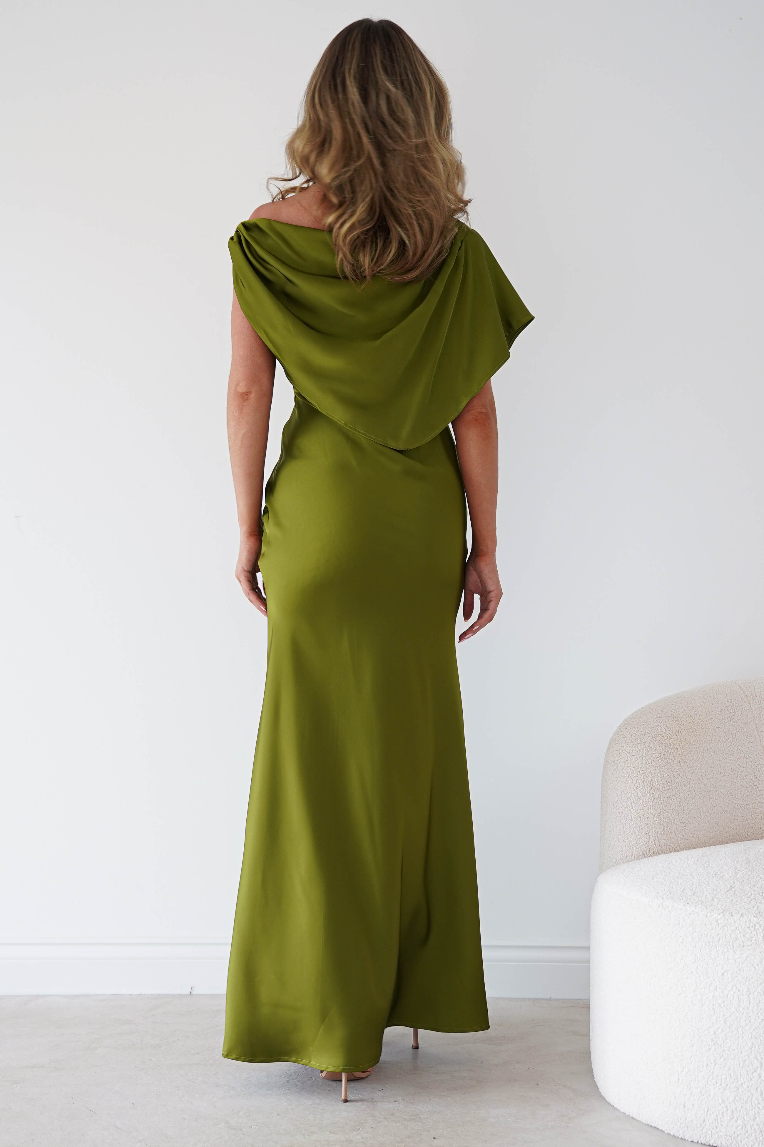 Oh Hello Clothing Women > Clothing > Dresses Sinead Satin Draped Maxi Dress | Olive Green