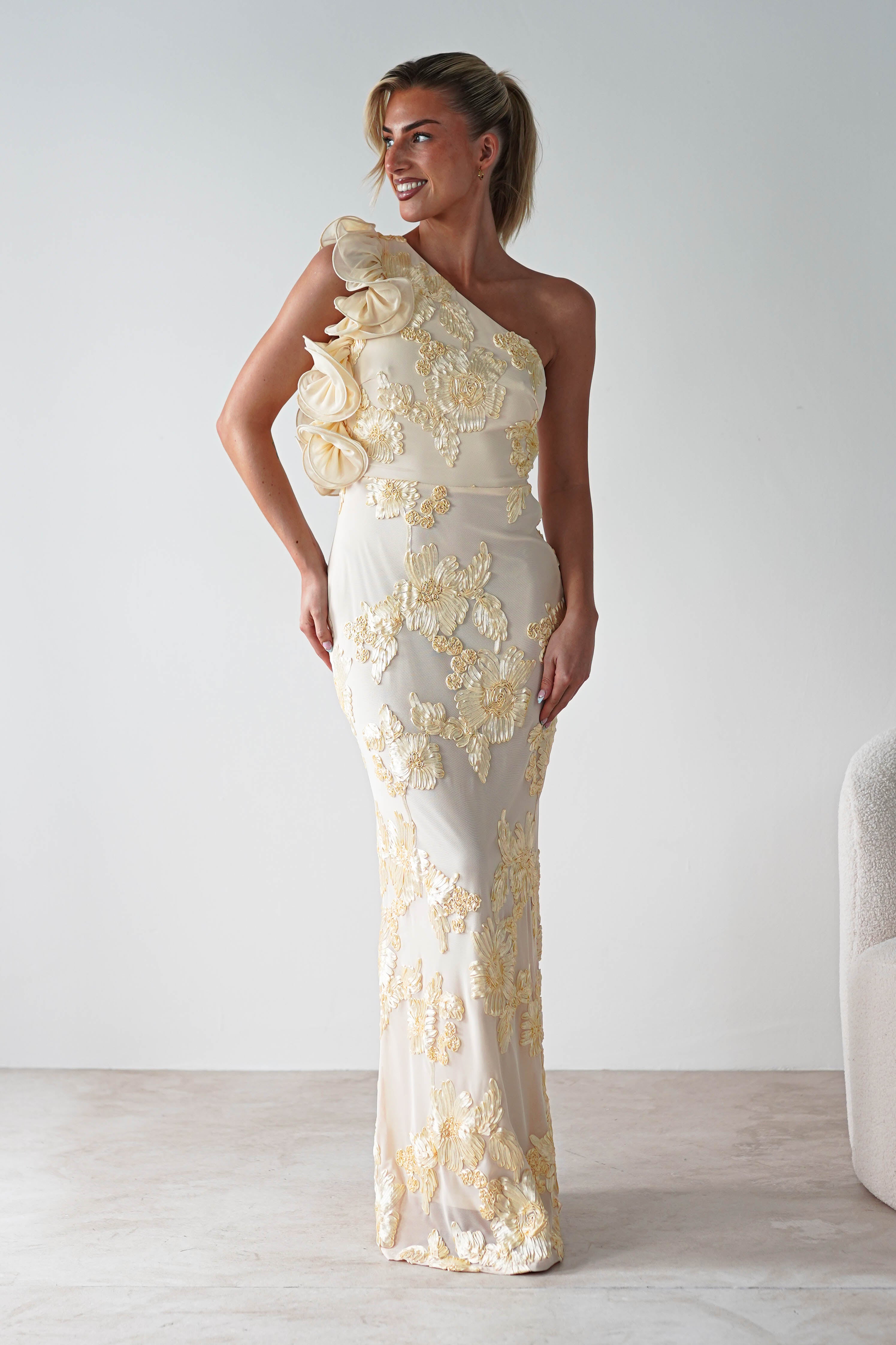 Siren Bodycon Maxi Dress Light Yellow | Wedding Guest Dress | Bodycon | Maxi | Oh Hello Clothing