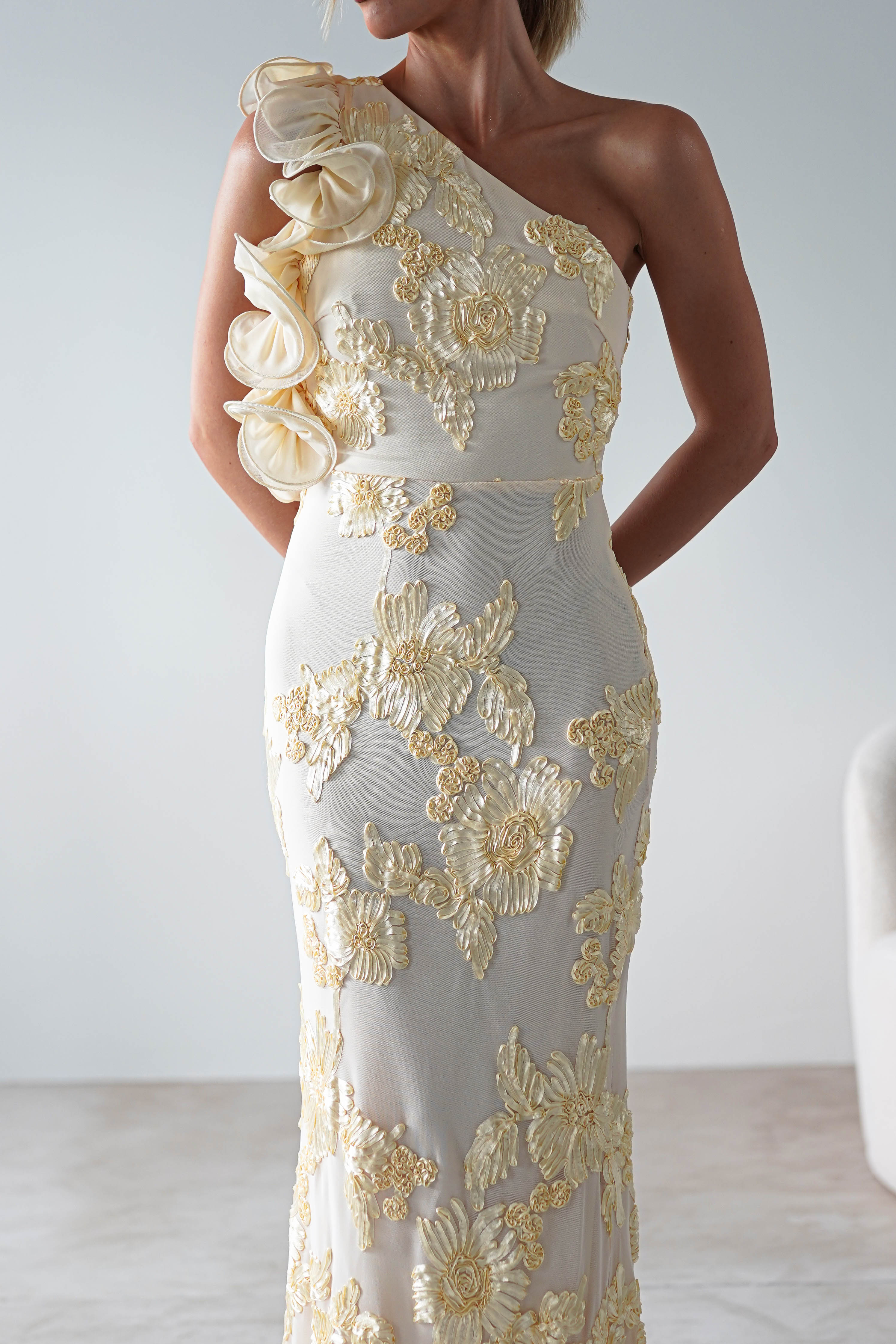 Siren Bodycon Maxi Dress Light Yellow | Wedding Guest Dress | Bodycon | Maxi | Oh Hello Clothing