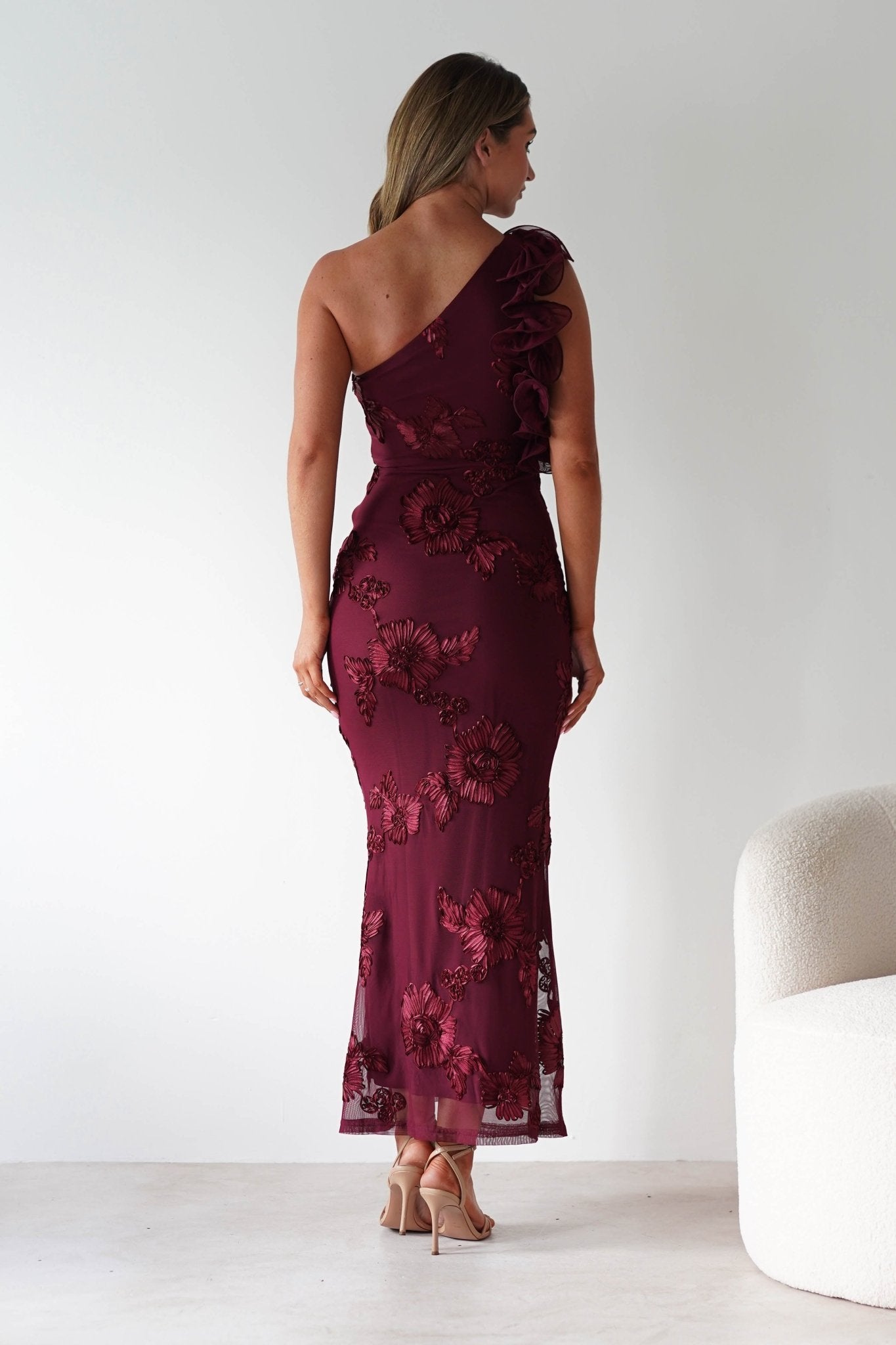 Siren Bodycon Maxi Dress Wine Textured | Wedding Guest Dress | Bodycon | Maxi | Oh Hello Clothing