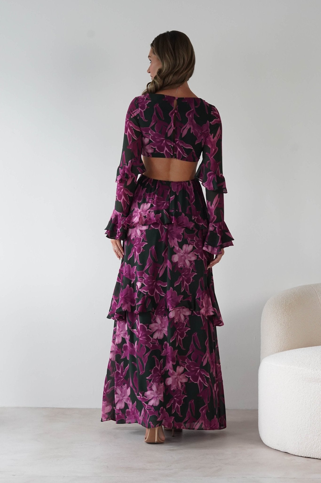 Souline Long Sleeve Maxi Dress Olive/Plum | Wedding Guest Dress | Long Sleeve | Maxi | Oh Hello Clothing