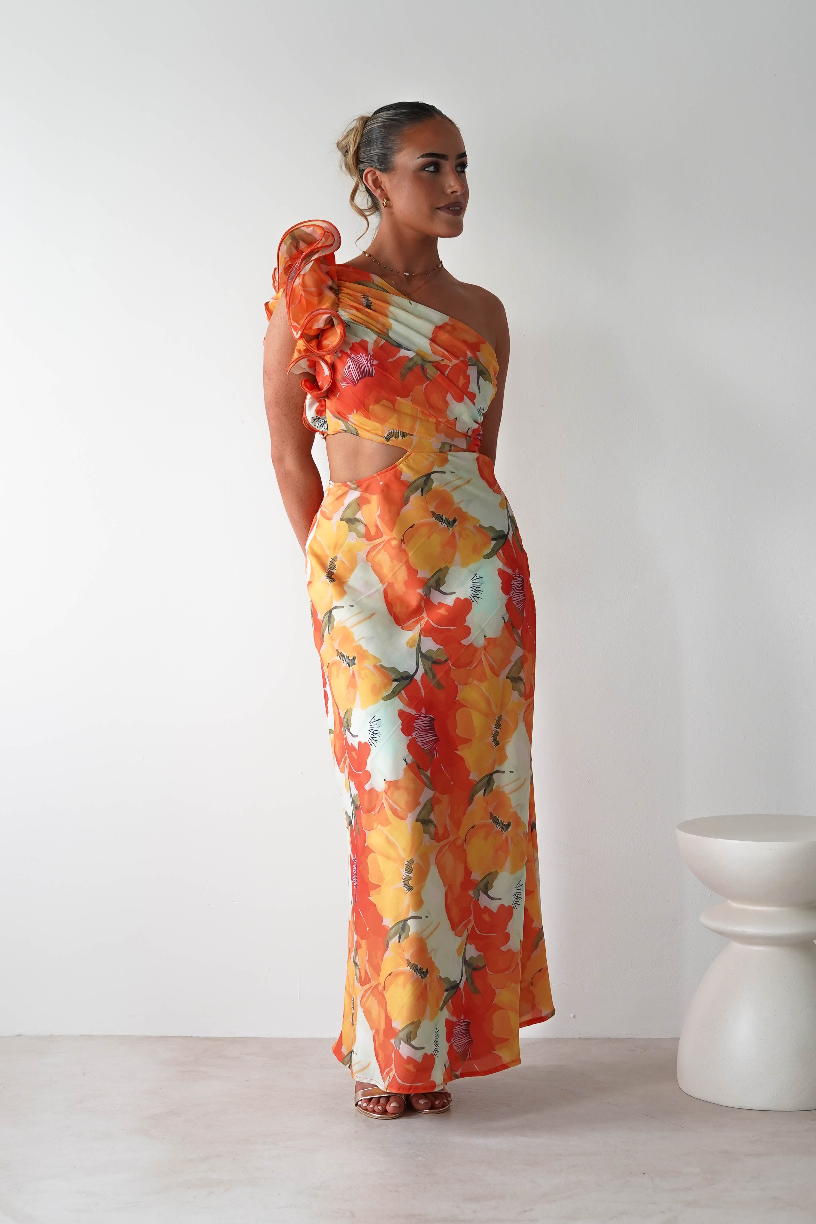 Summer Fruits Maxi Dress Orange Print | Wedding Guest Dress | Maxi | Oh Hello Clothing
