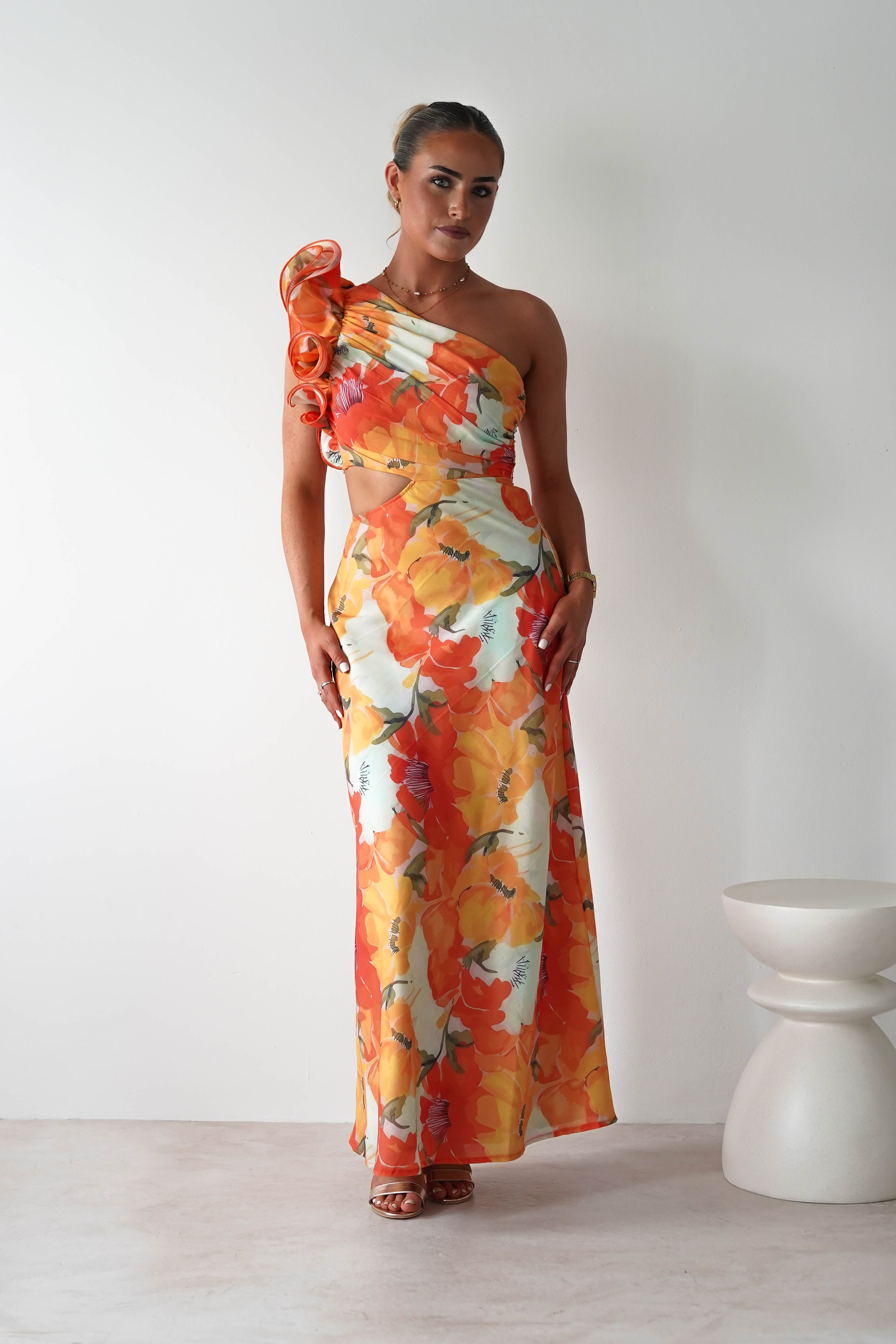 Summer Fruits Maxi Dress Orange Print | Wedding Guest Dress | Maxi | Oh Hello Clothing