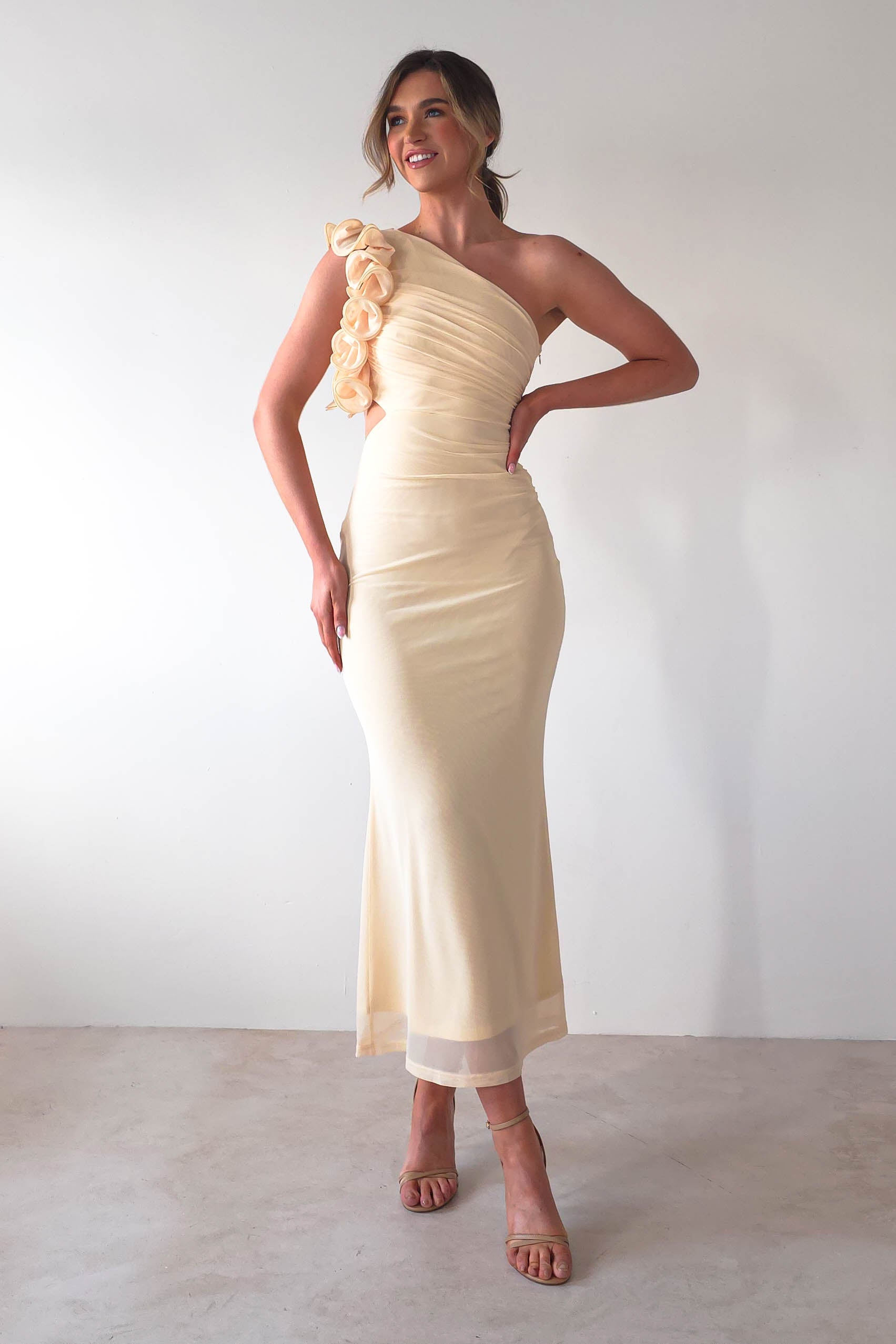 Sydney Bodycon Maxi Dress Light Yellow | Wedding Guest Dress | Bodycon | Maxi | Oh Hello Clothing