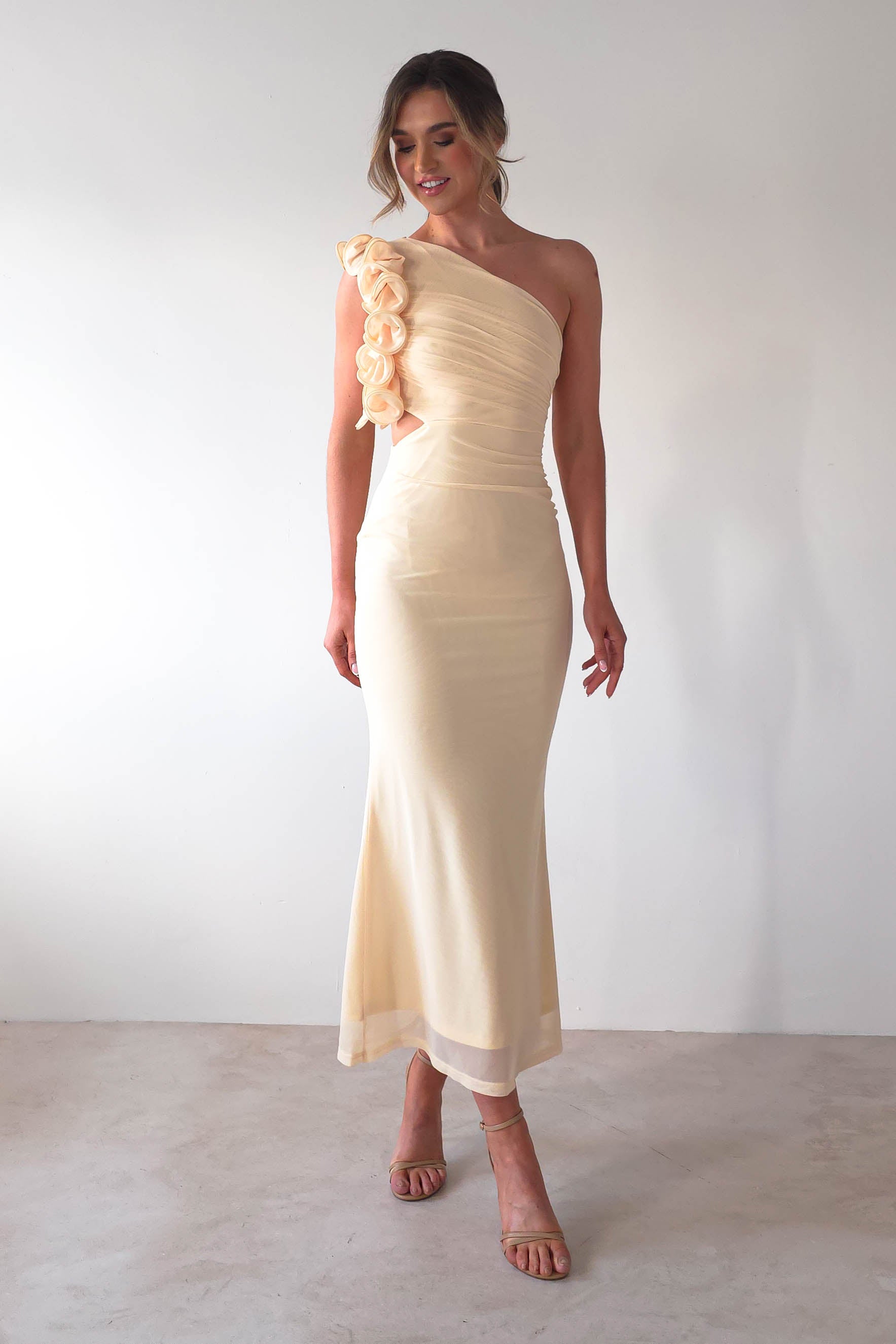 Sydney Bodycon Maxi Dress Light Yellow | Wedding Guest Dress | Bodycon | Maxi | Oh Hello Clothing