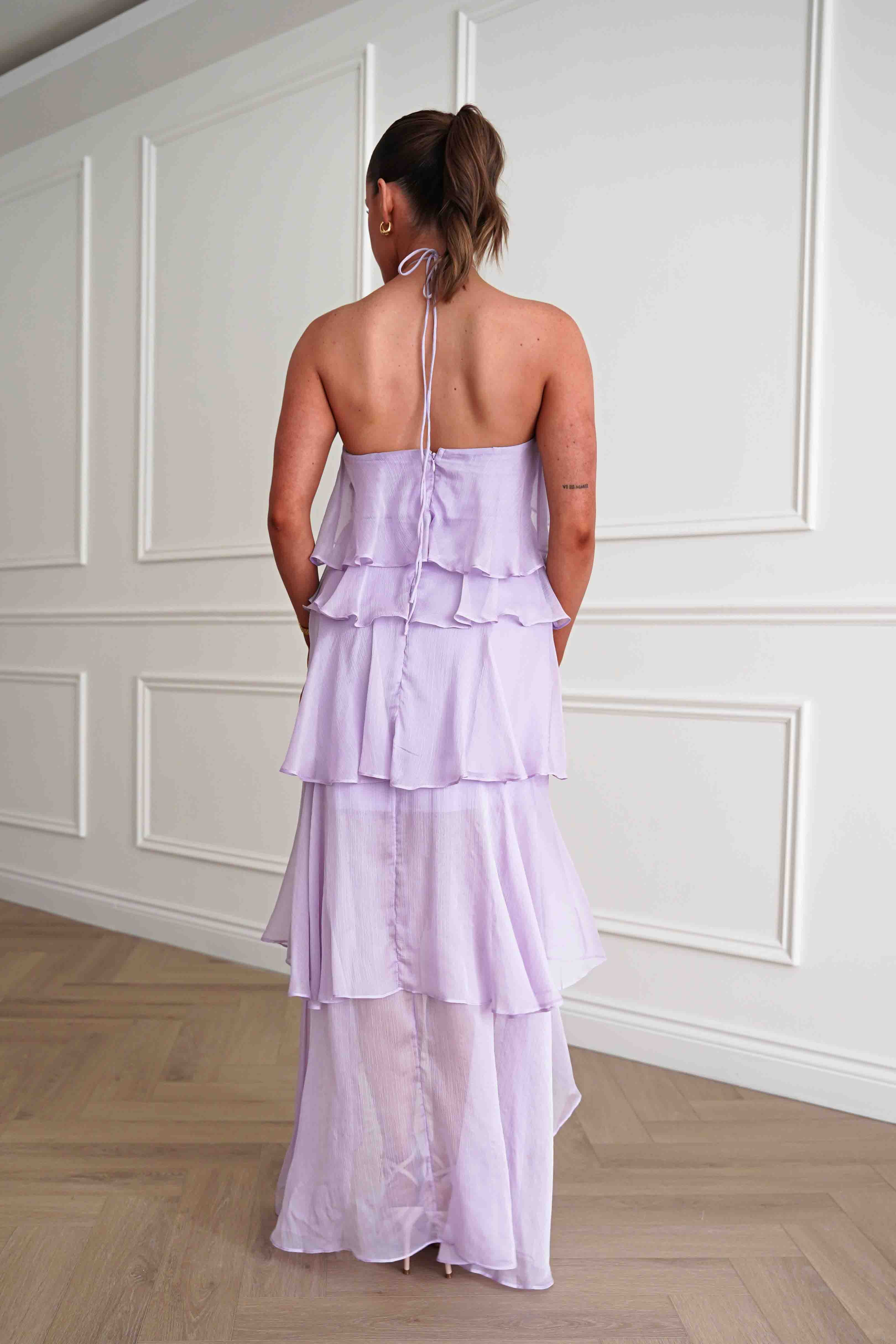 Oh Hello Clothing Women > Clothing > Dresses Tala Ruffle Tiered Halterneck Maxi Dress | Lilac
