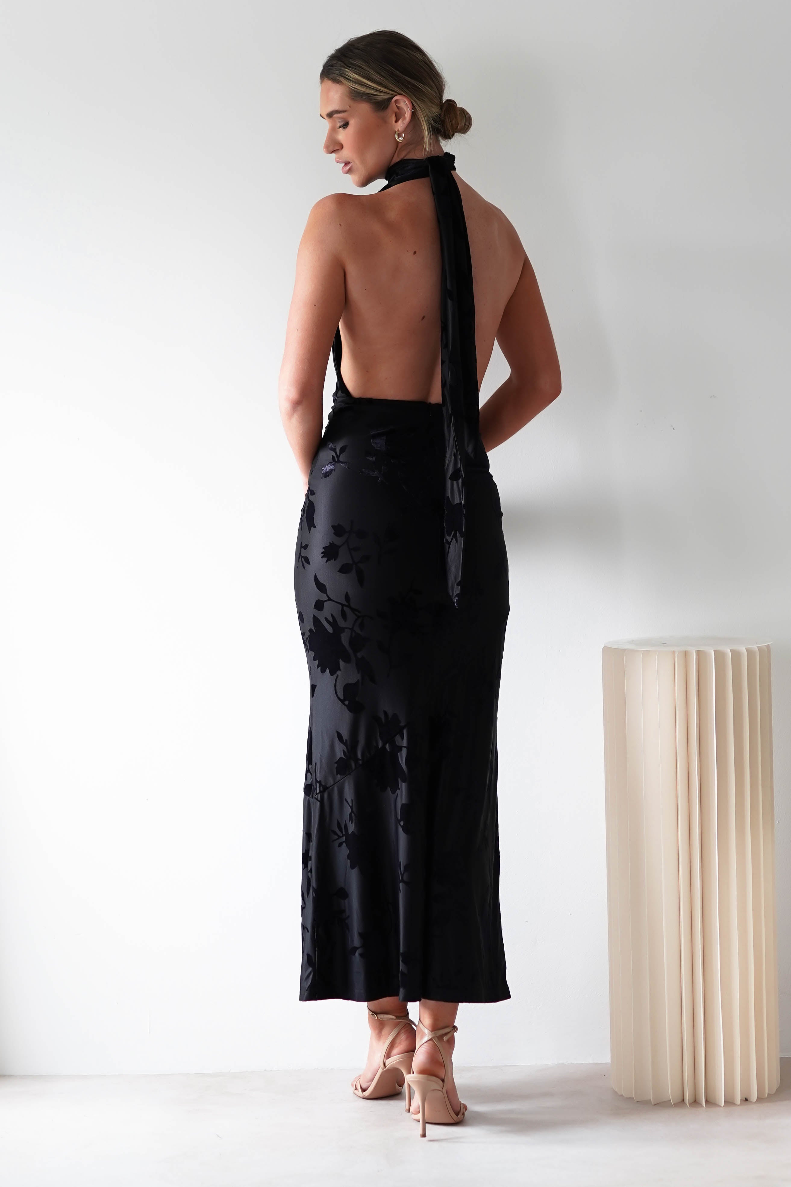 Tara Floral Jacquard Maxi Dress Black | Wedding Guest Dress | Maxi | Oh Hello Clothing