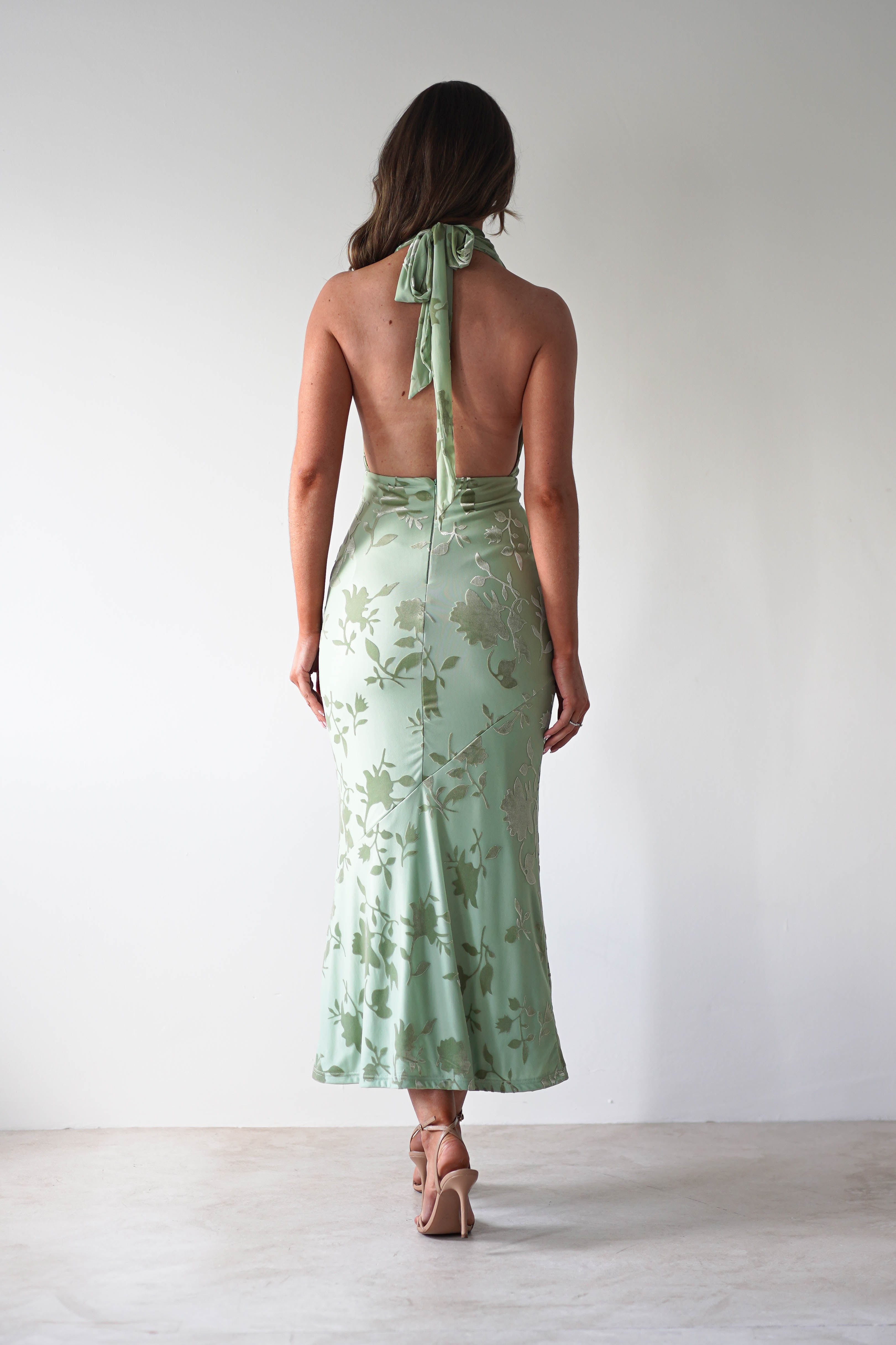 Tara Floral Jacquard Maxi Dress Light Green | Wedding Guest Dress | Maxi | Oh Hello Clothing