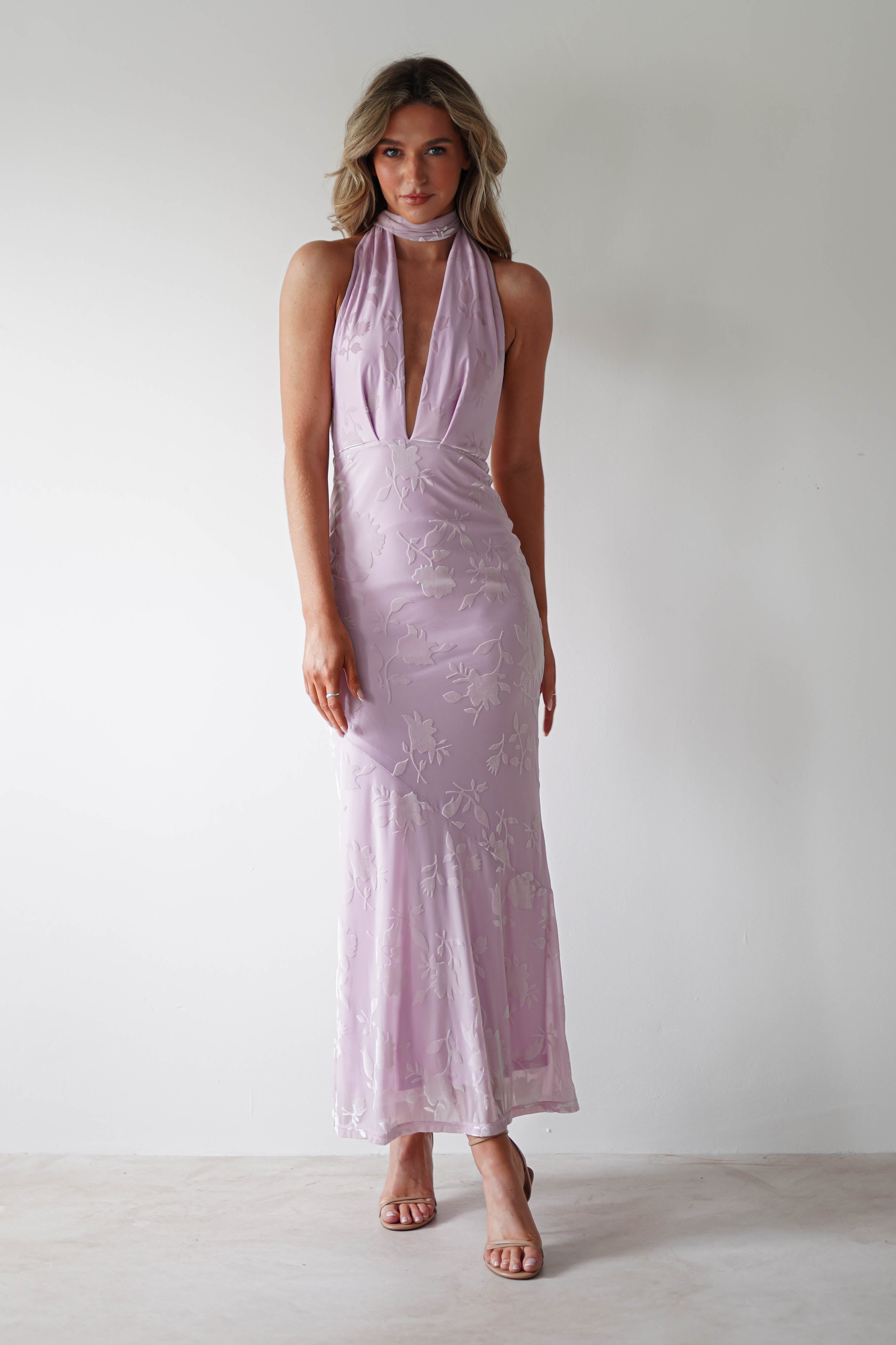Tara Floral Jacquard Maxi Dress Light Lilac | Wedding Guest Dress | Maxi | Oh Hello Clothing