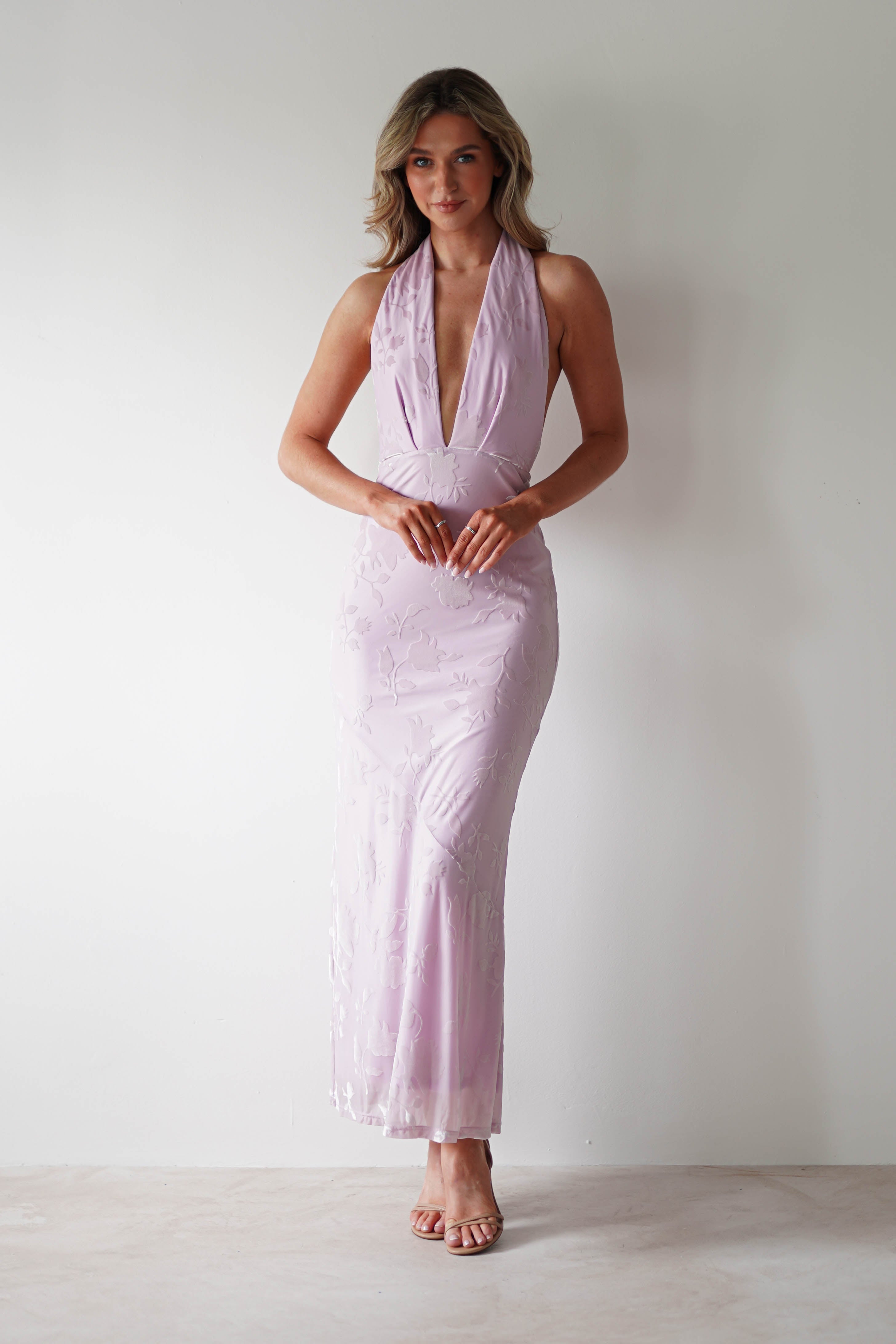 Tara Floral Jacquard Maxi Dress Light Lilac | Wedding Guest Dress | Maxi | Oh Hello Clothing