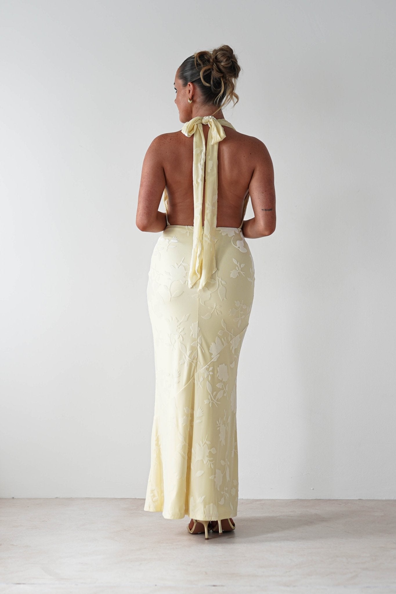 Tara Floral Jacquard Maxi Dress Yellow | Wedding Guest Dress | Maxi | Oh Hello Clothing
