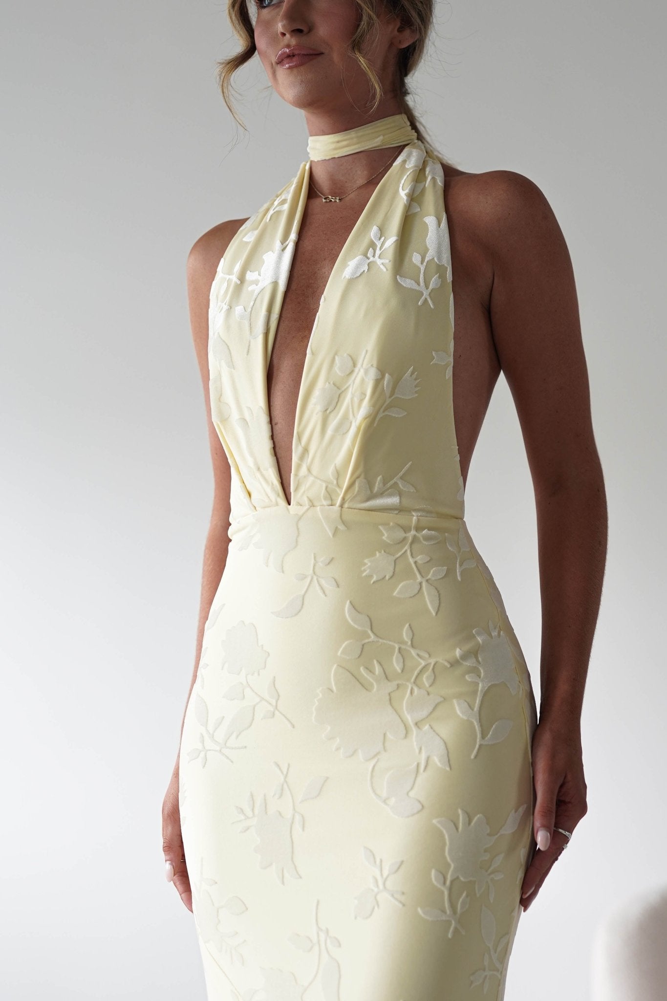 Tara Floral Jacquard Maxi Dress Yellow | Wedding Guest Dress | Maxi | Oh Hello Clothing