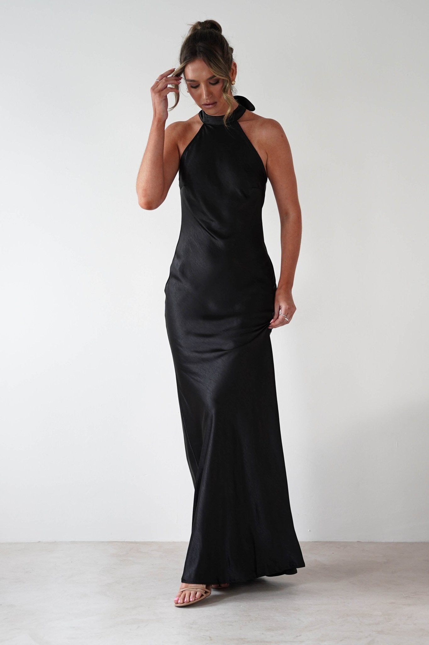 Taylee Halterneck Maxi Dress Black | Wedding Guest Dress | Halter Neck | Maxi | Oh Hello Clothing
