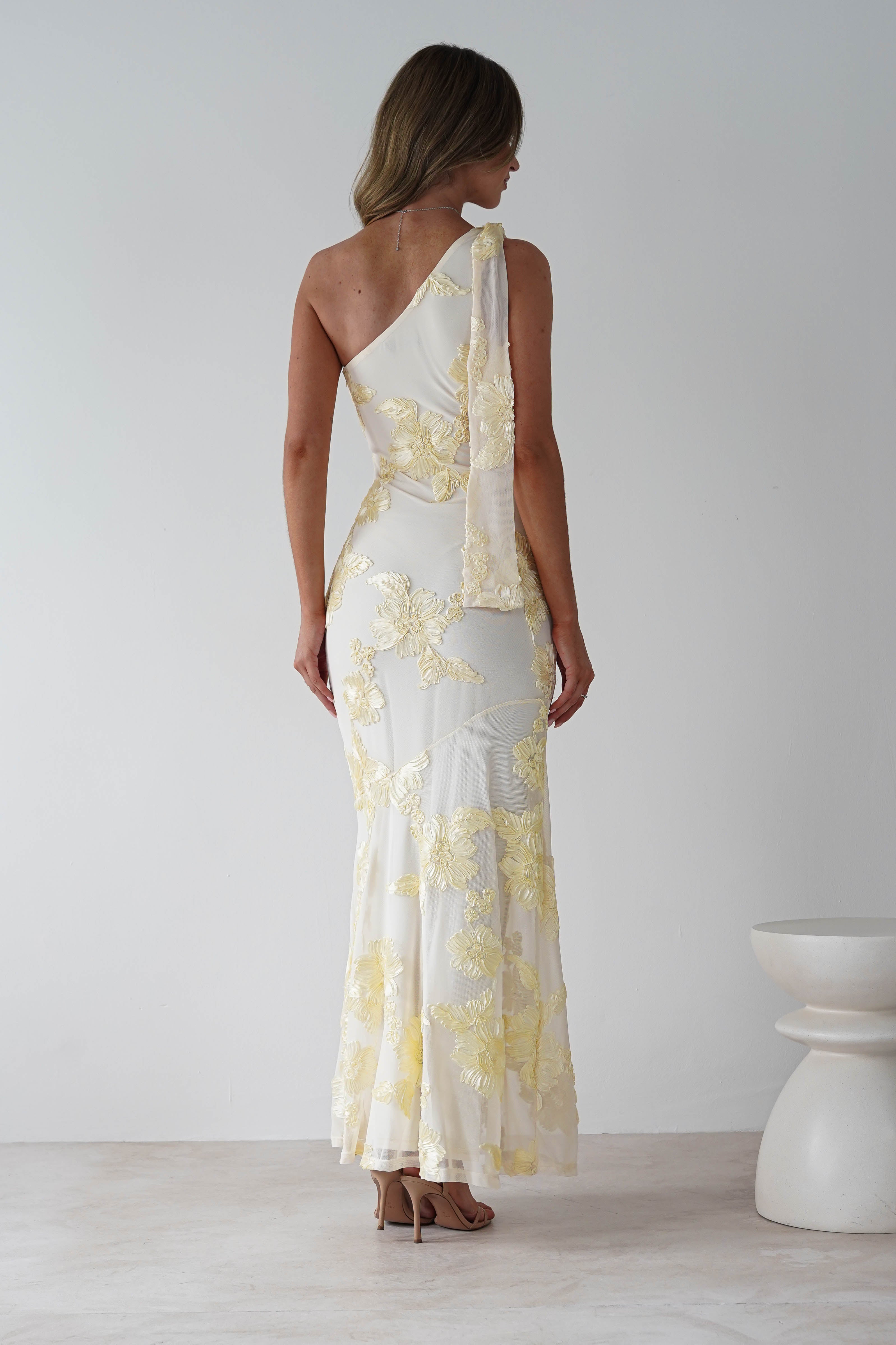 Thelma Floral Textured Maxi Dress Light Yellow | Wedding Guest Dress | Maxi | Oh Hello Clothing