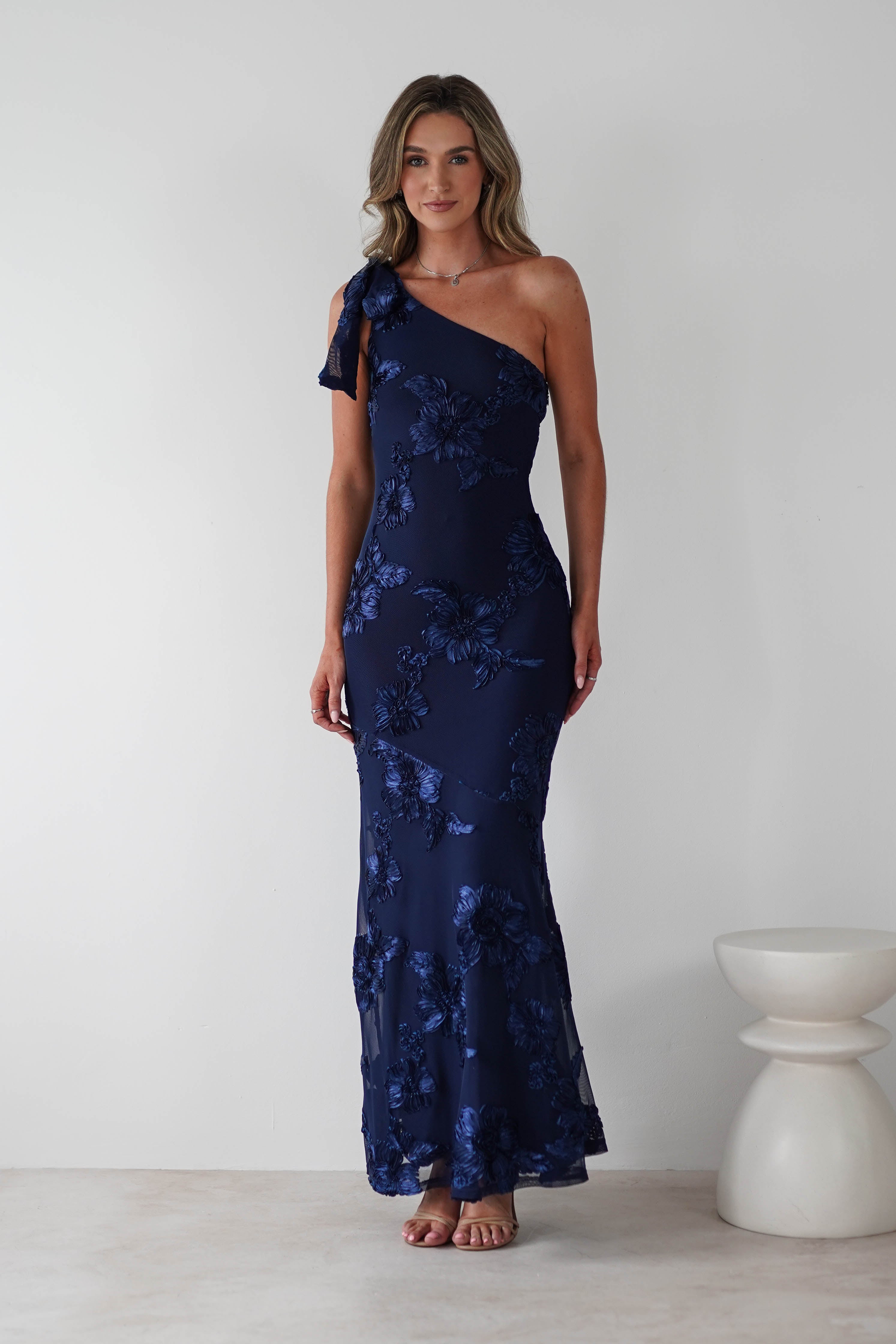 Thelma Floral Textured Maxi Dress Navy | Wedding Guest Dress | Maxi | Oh Hello Clothing