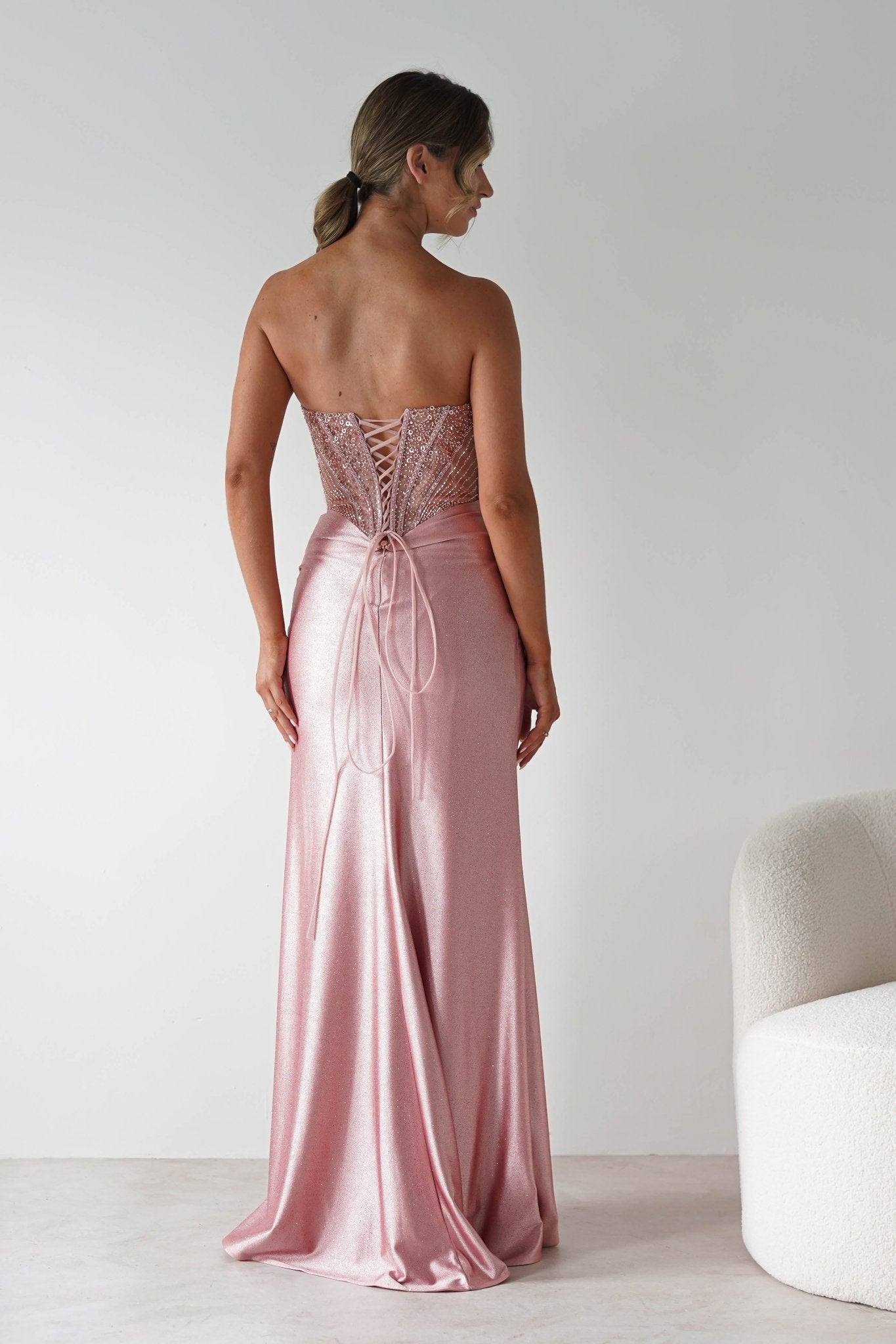 Tiarna Embellished Glitter Gown | Dusty Pink | Debs & Prom | Formal Gown | Oh Hello Clothing