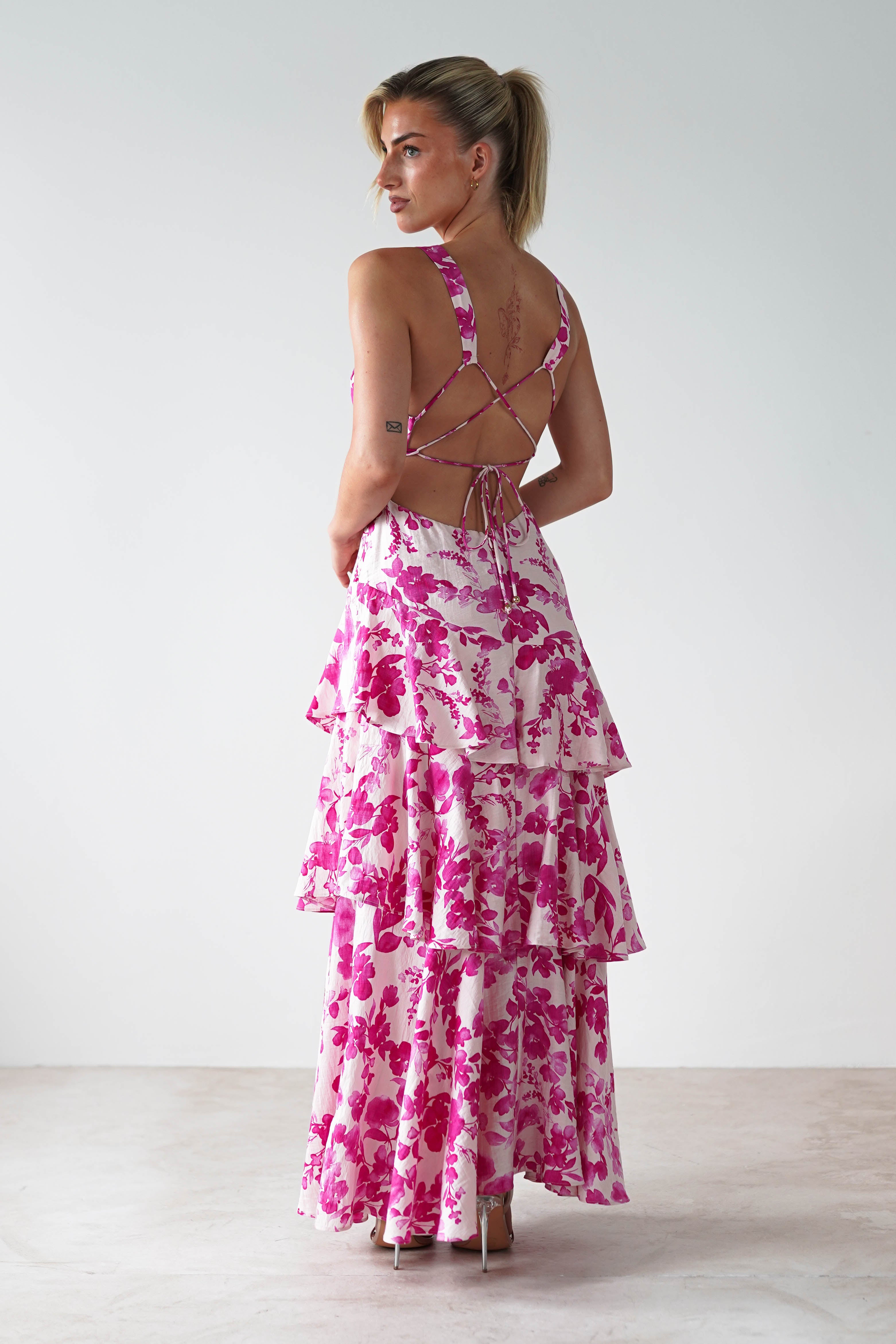 Varana Floral Ruffle Maxi Dress Pink | Wedding Guest Dress | Maxi | Oh Hello Clothing