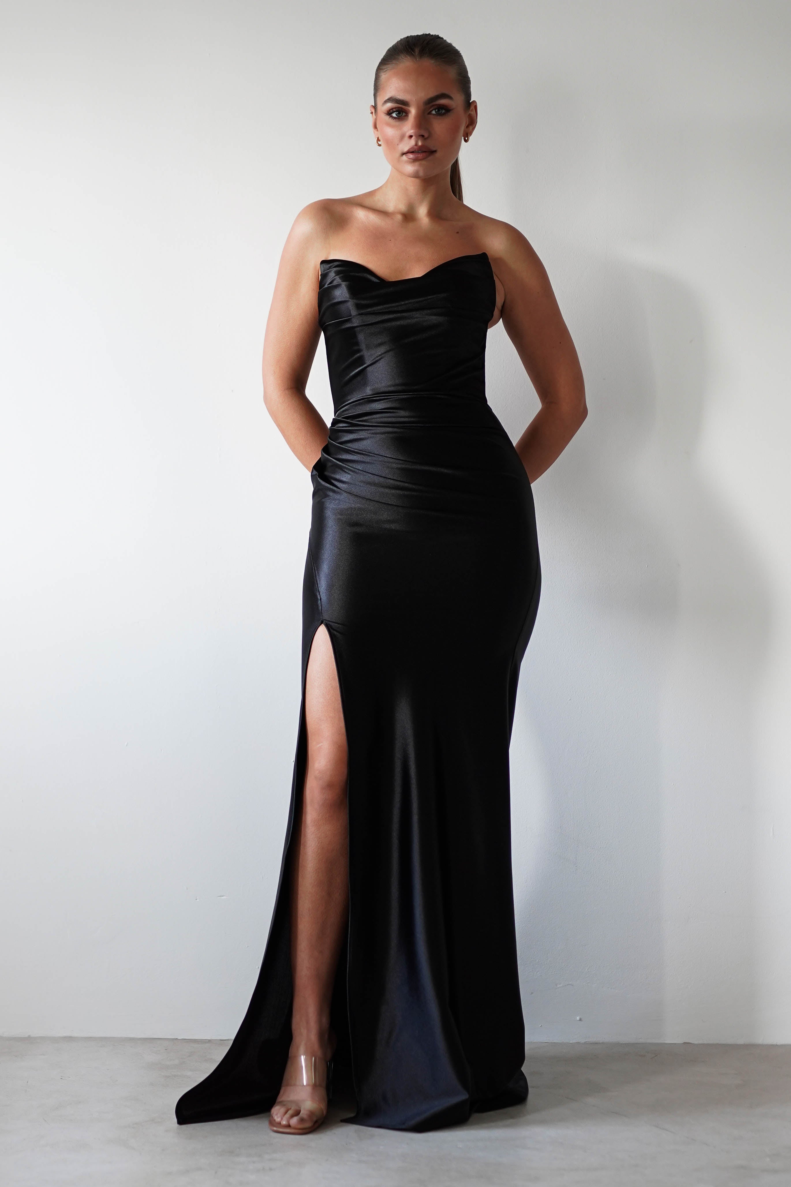 Venice Strapless Bodycon Gown | Black | Debs & Prom | Formal Gown | Oh Hello Clothing