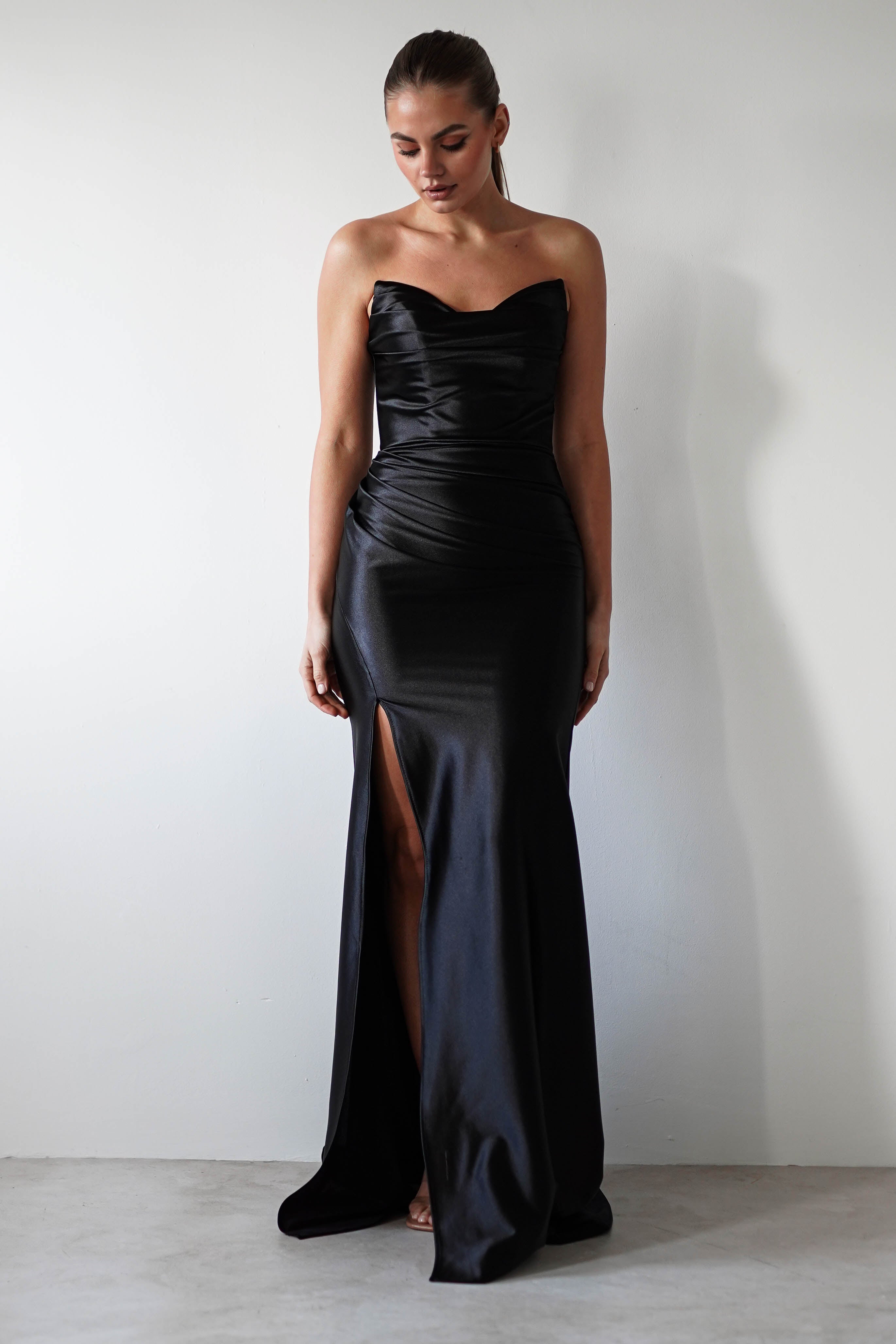 Venice Strapless Bodycon Gown | Black | Debs & Prom | Formal Gown | Oh Hello Clothing