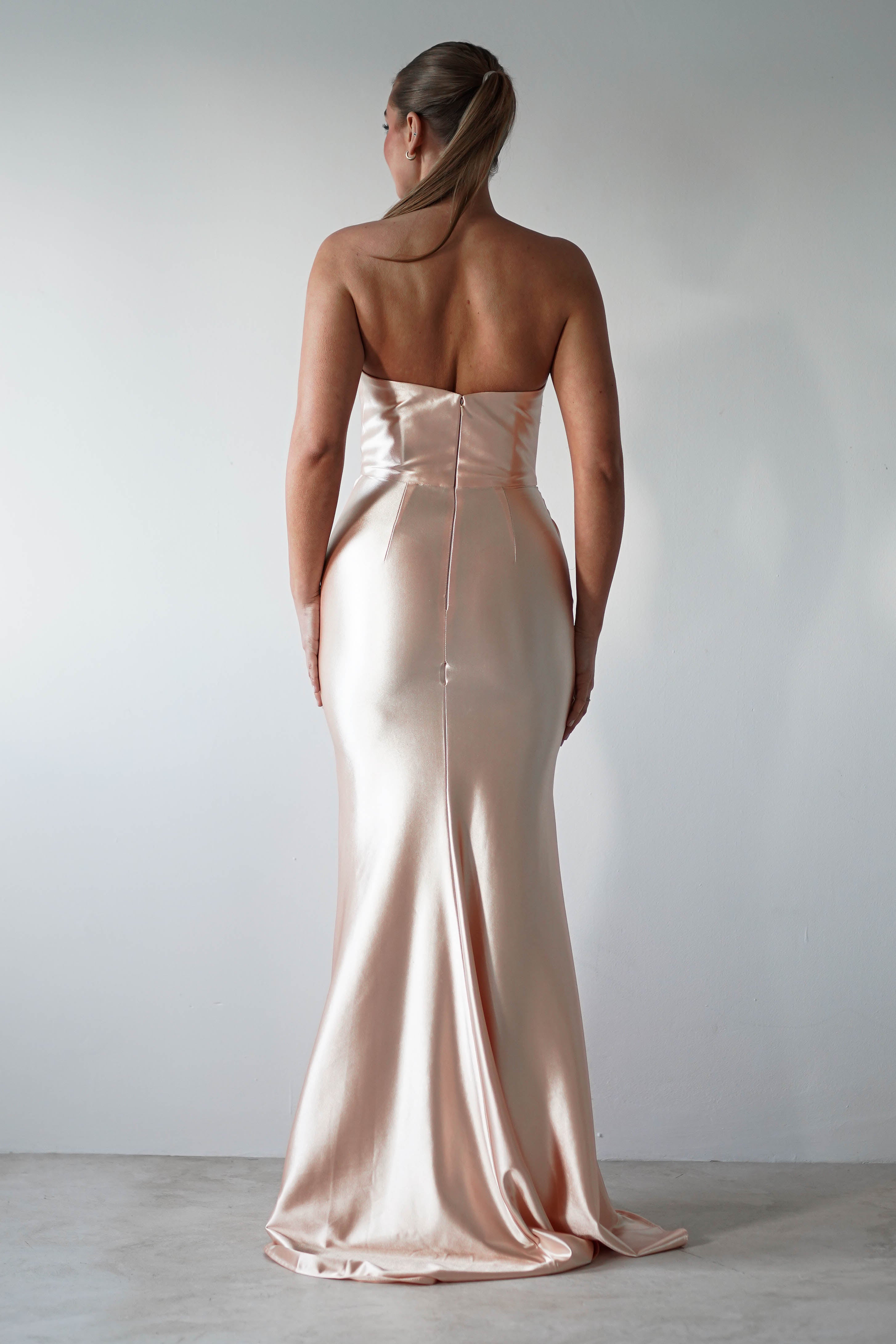 Venice Strapless Bodycon Gown | Light Gold | Debs & Prom | Formal Gown | Oh Hello Clothing