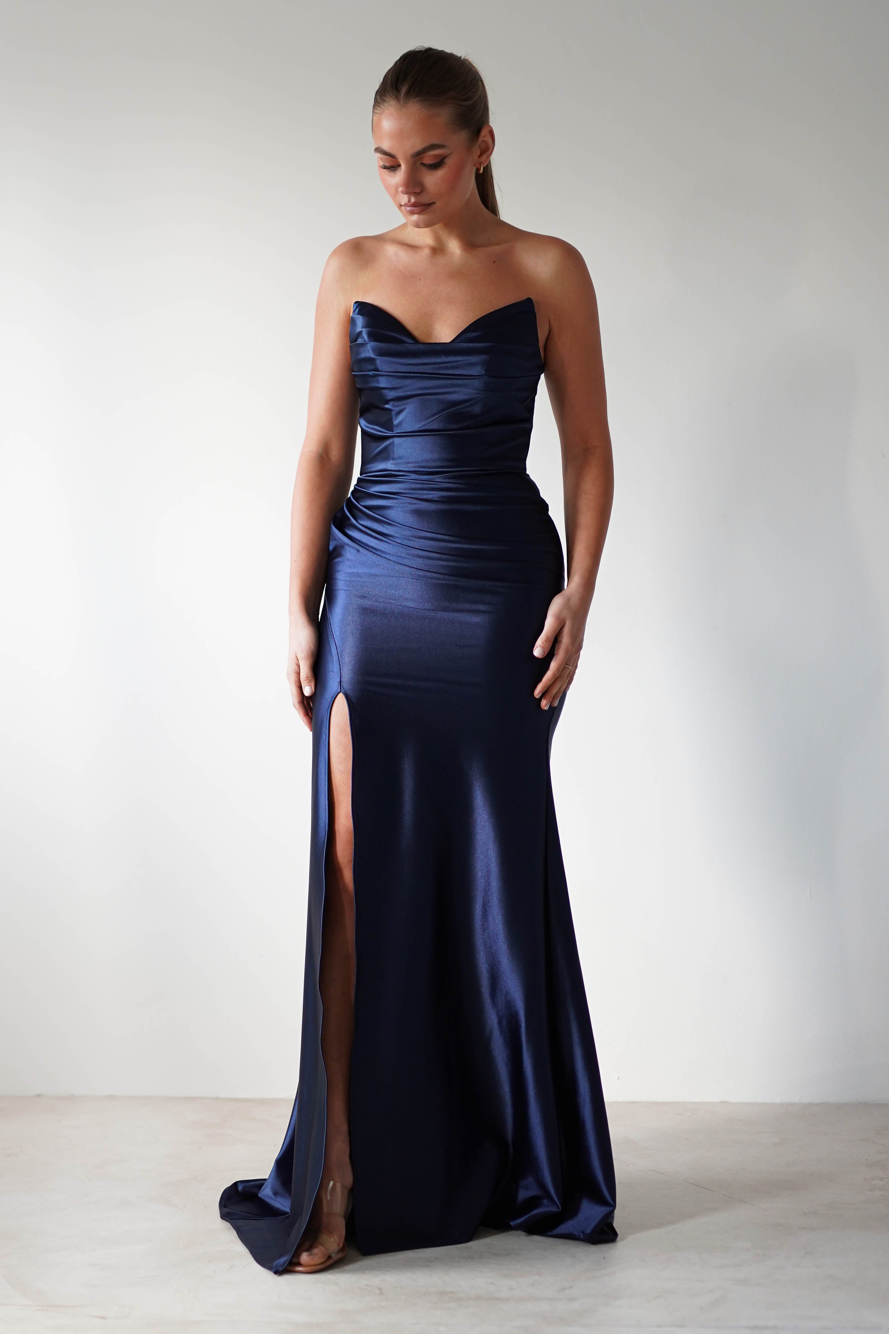 Venice Strapless Bodycon Gown | Navy | Debs & Prom | Formal Gown | Oh Hello Clothing