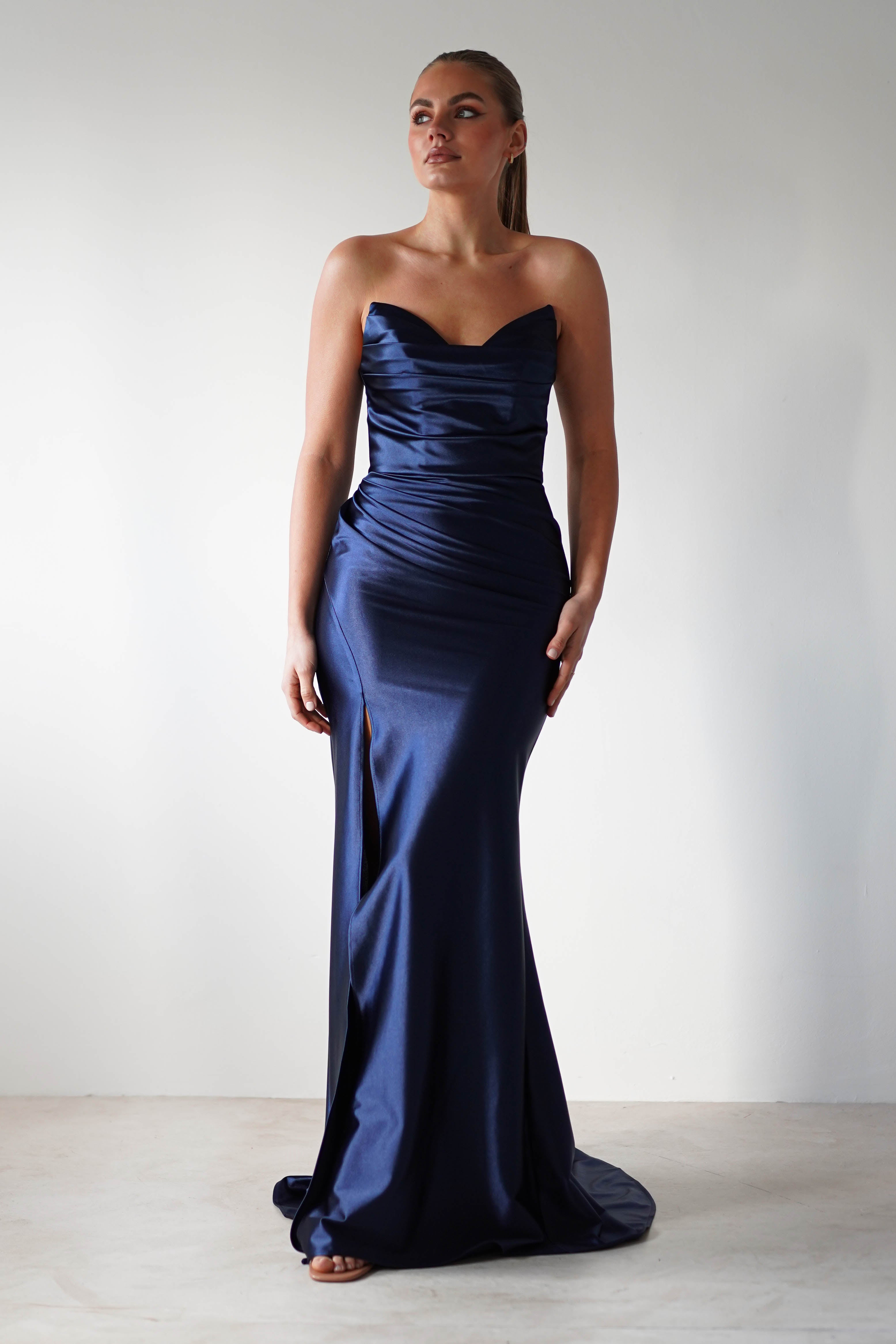 Venice Strapless Bodycon Gown | Navy | Debs & Prom | Formal Gown | Oh Hello Clothing