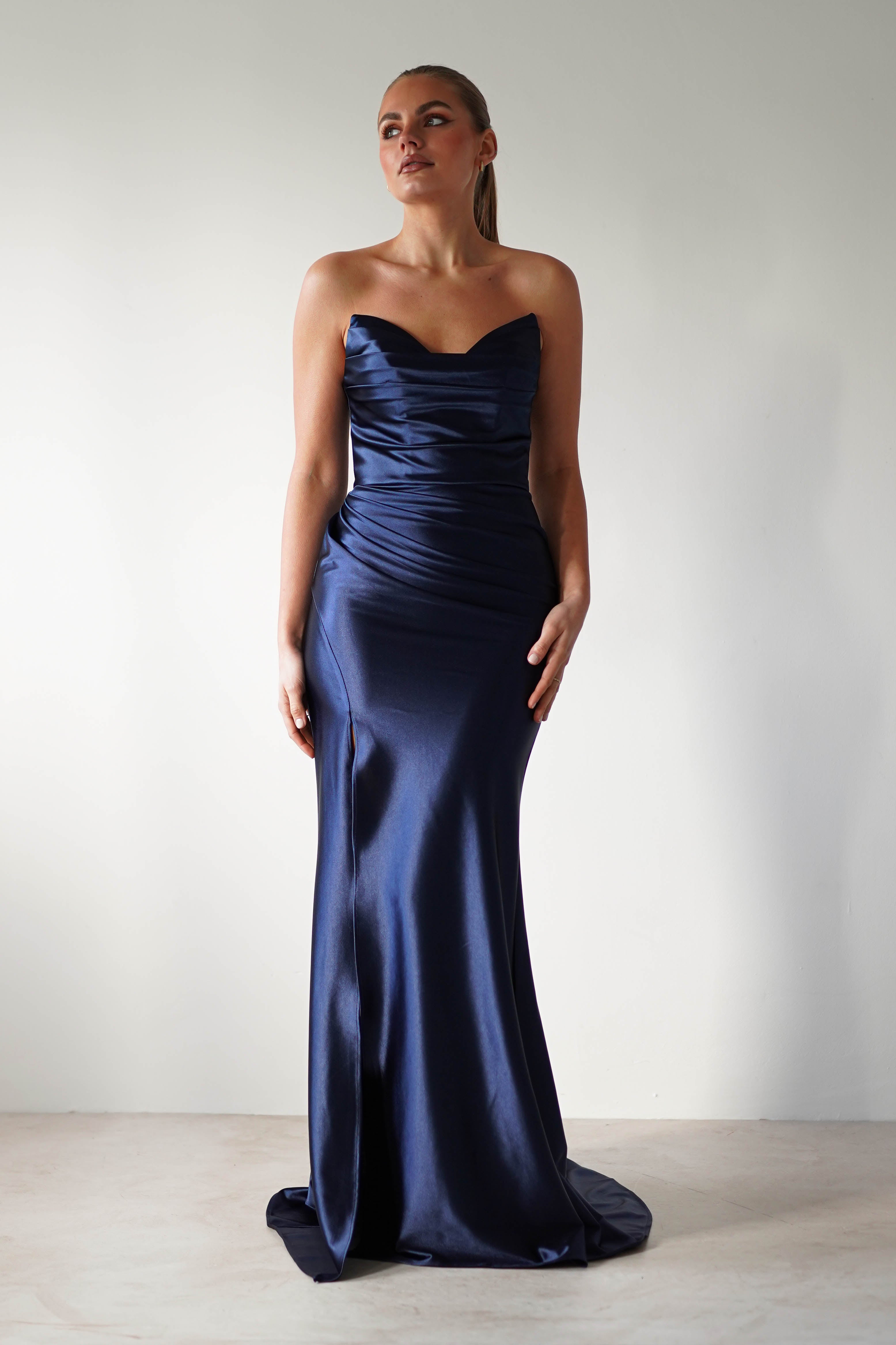 Venice Strapless Bodycon Gown | Navy | Debs & Prom | Formal Gown | Oh Hello Clothing