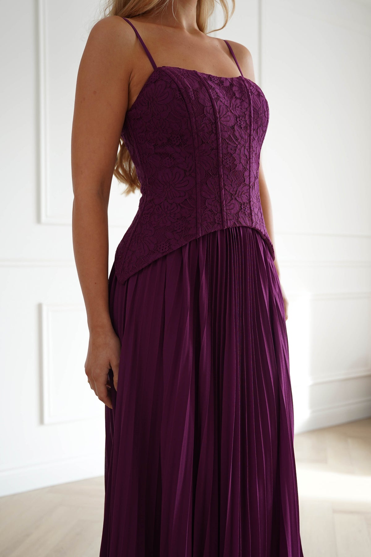 Oh Hello Clothing Women > Clothing > Dresses Victoria Dropped Peplum Maxi Dress | Plum