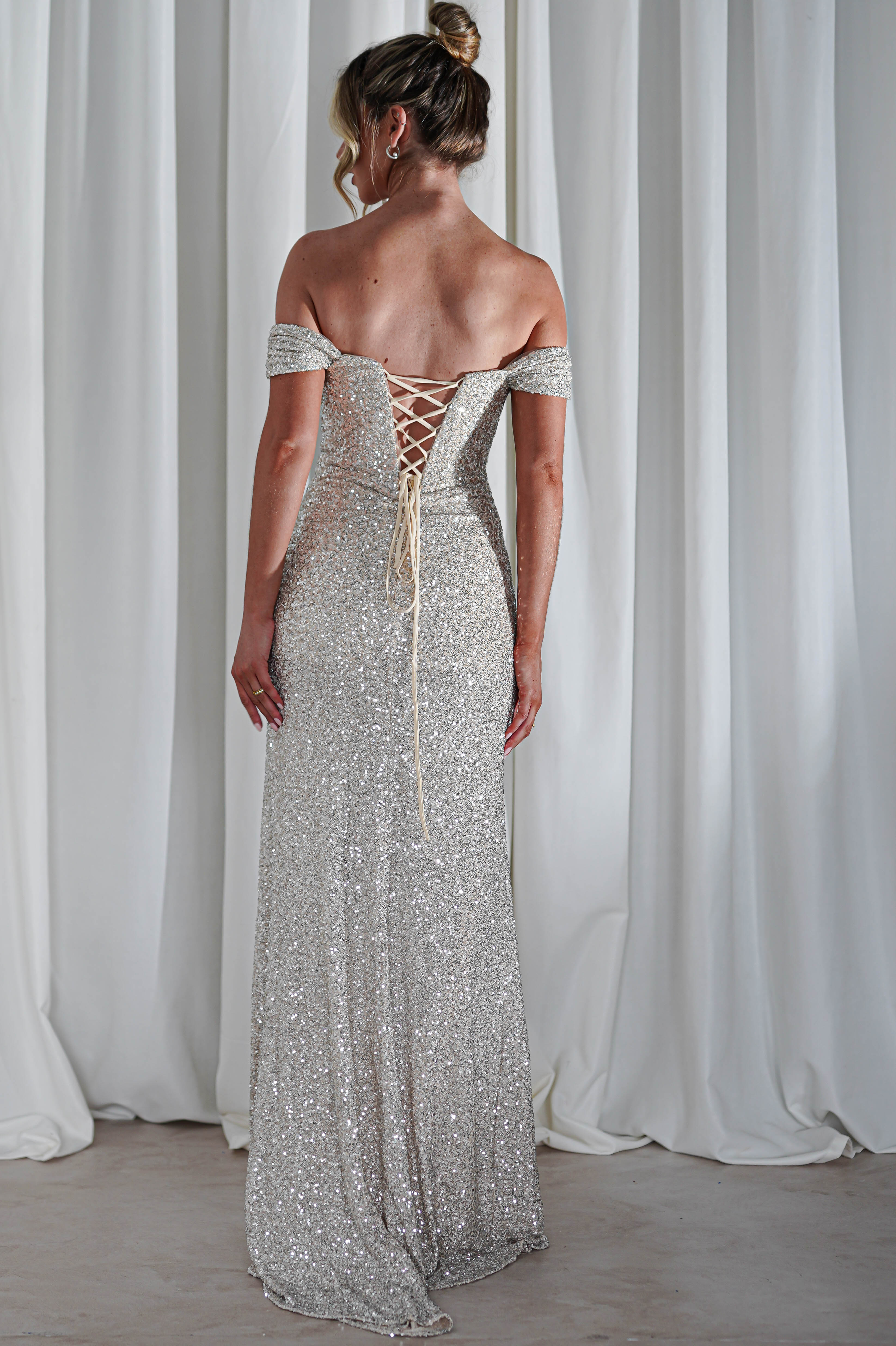 Vilma Sequin Mermaid Gown | Silver/Champange | Debs & Prom | Formal Gown | Oh Hello Clothing