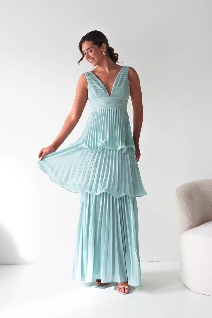 Oh Hello Clothing Women > Clothing > Dresses Vina Tiered Pleated Layered Maxi Dress | Mint