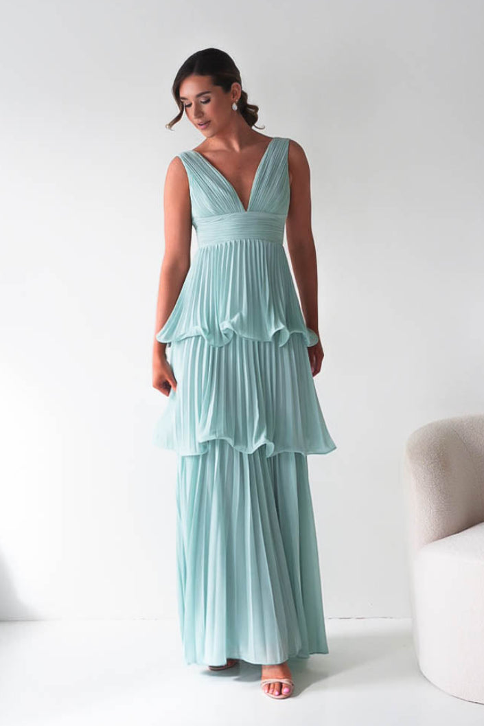 Vina Tiered Pleated Layered Maxi Dress | Mint-Oh Hello Clothing