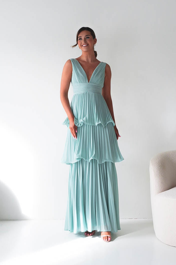 Oh Hello Clothing Women > Clothing > Dresses Vina Tiered Pleated Layered Maxi Dress | Mint