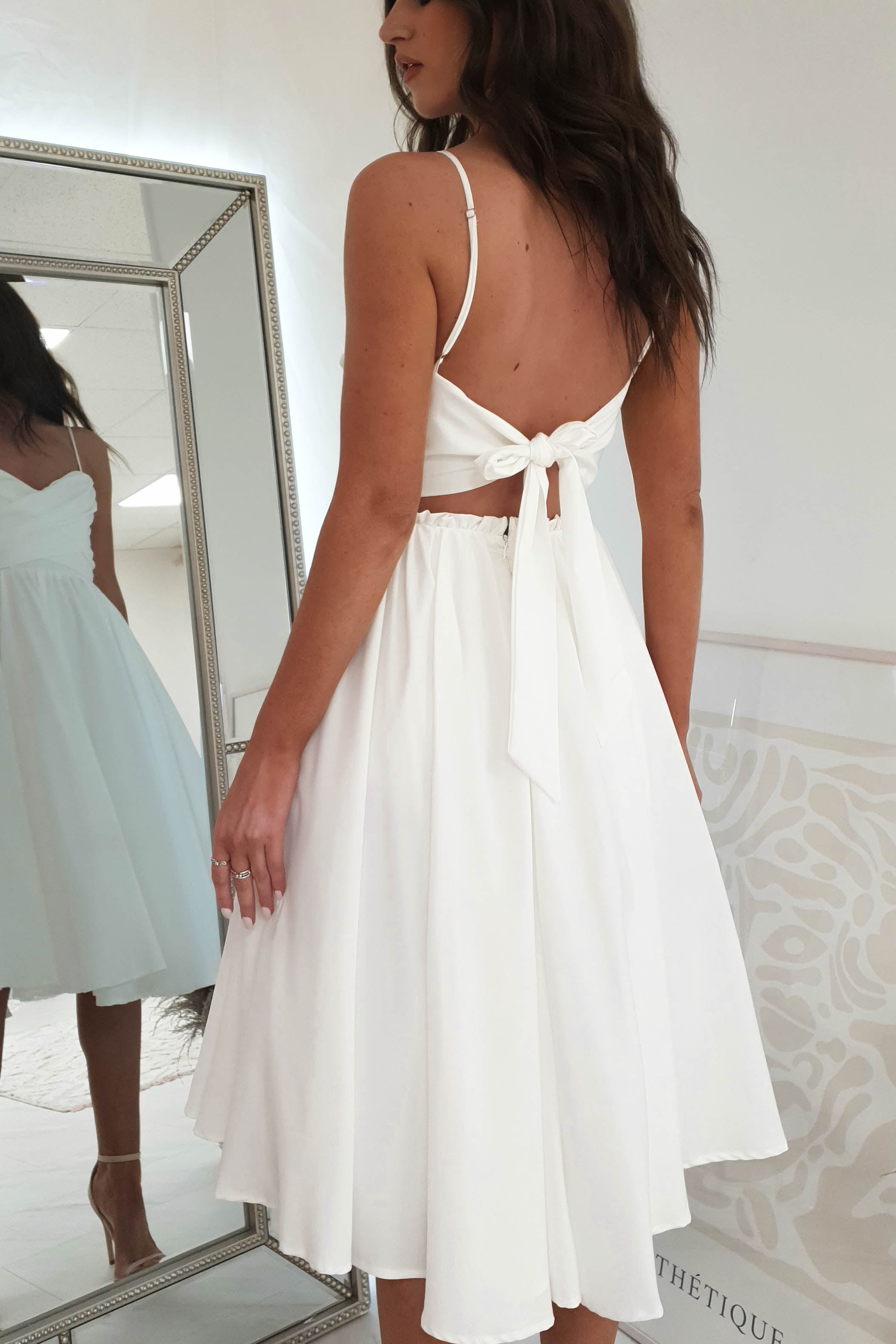 Erinna Skater Midi Dress | White | Graduation | Bride To Be Hen Dress | Oh Hello Clothing