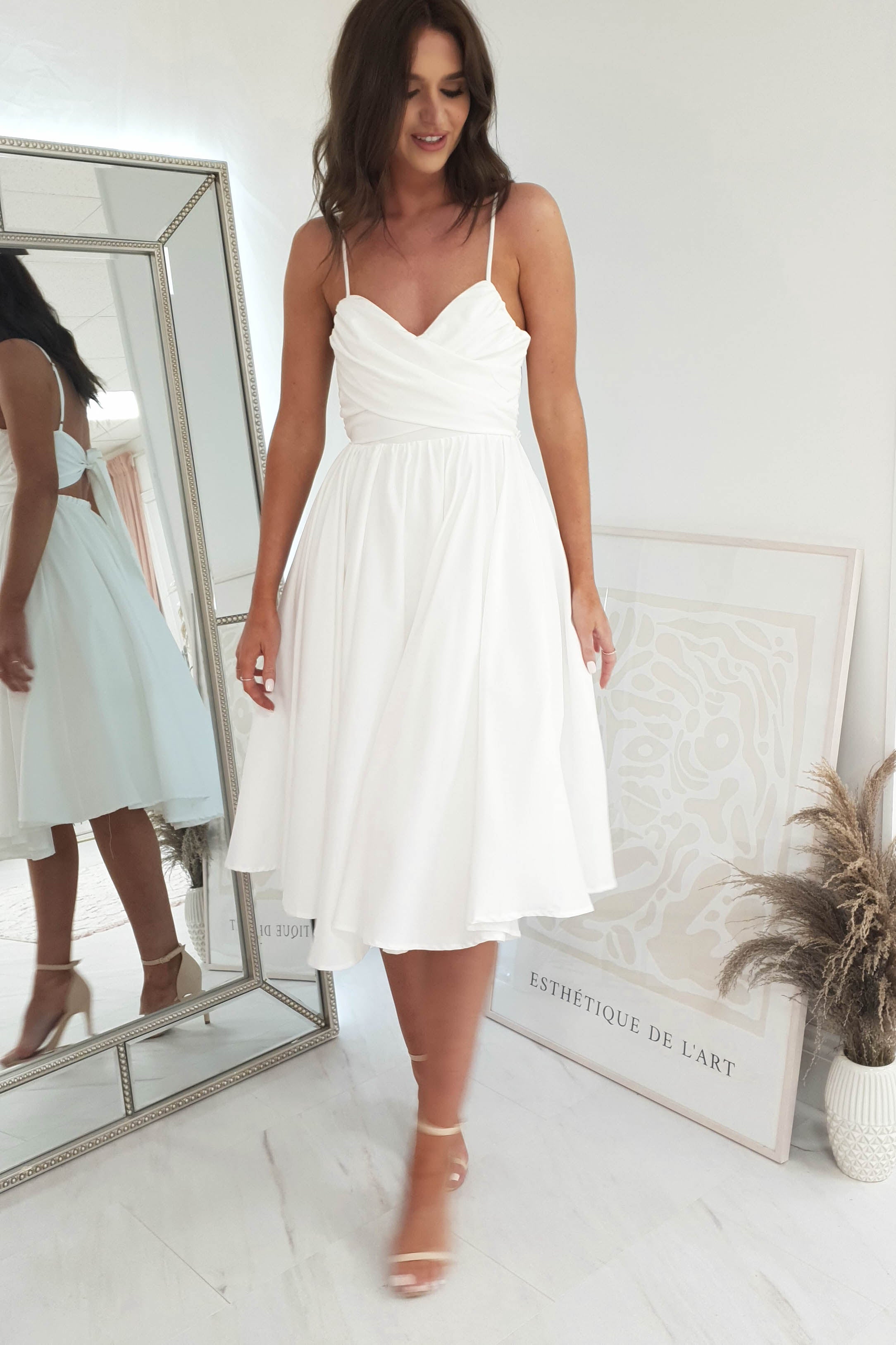 Erinna Skater Midi Dress | White | Graduation | Bride To Be Hen Dress | Oh Hello Clothing