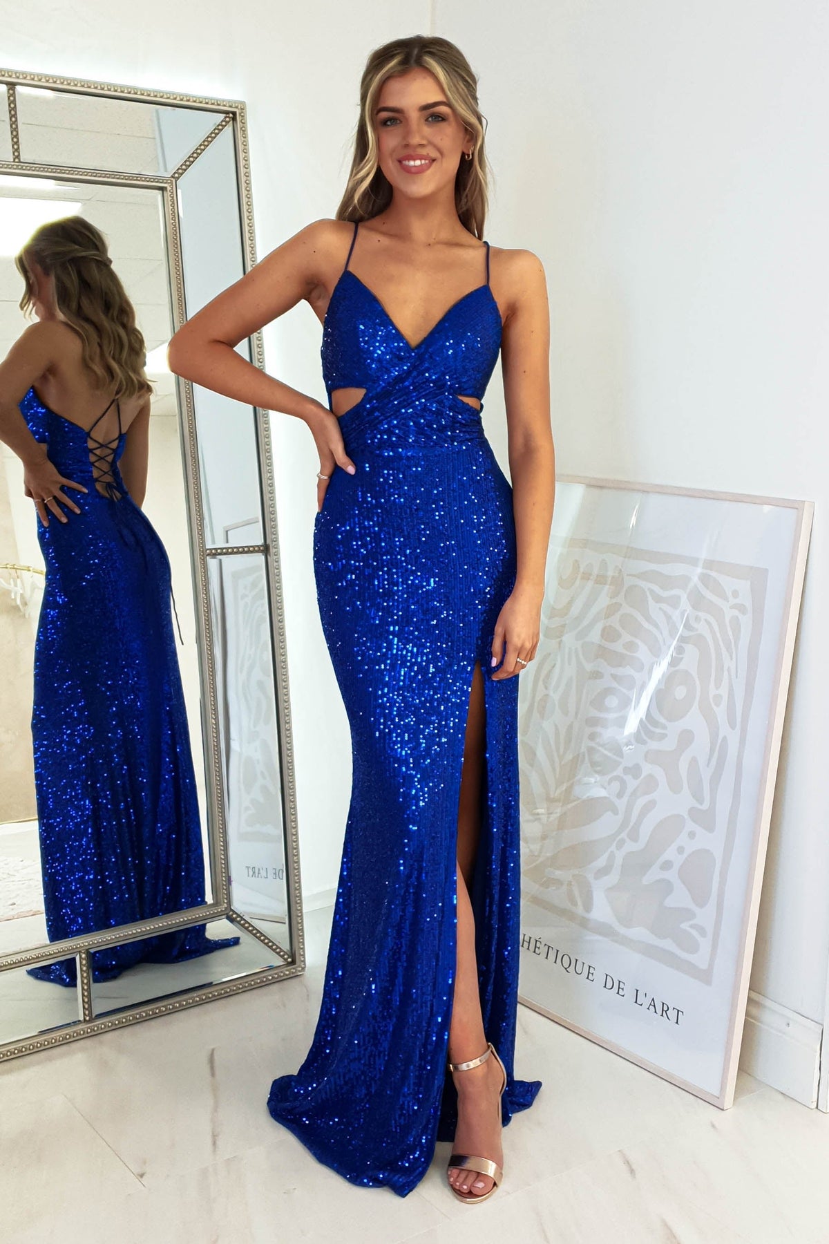 Apollo Bodycon Sequin Gown | Royal Blue-Oh Hello Clothing