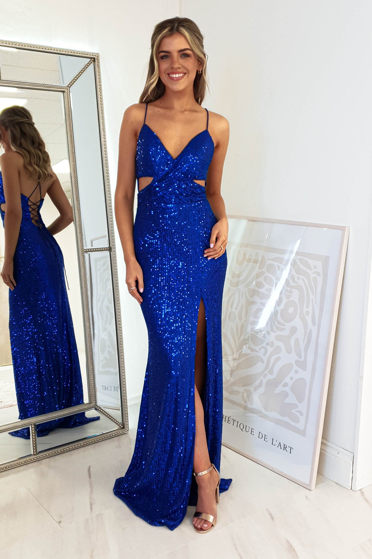 Apollo Bodycon Sequin Gown | Royal Blue-Oh Hello Clothing