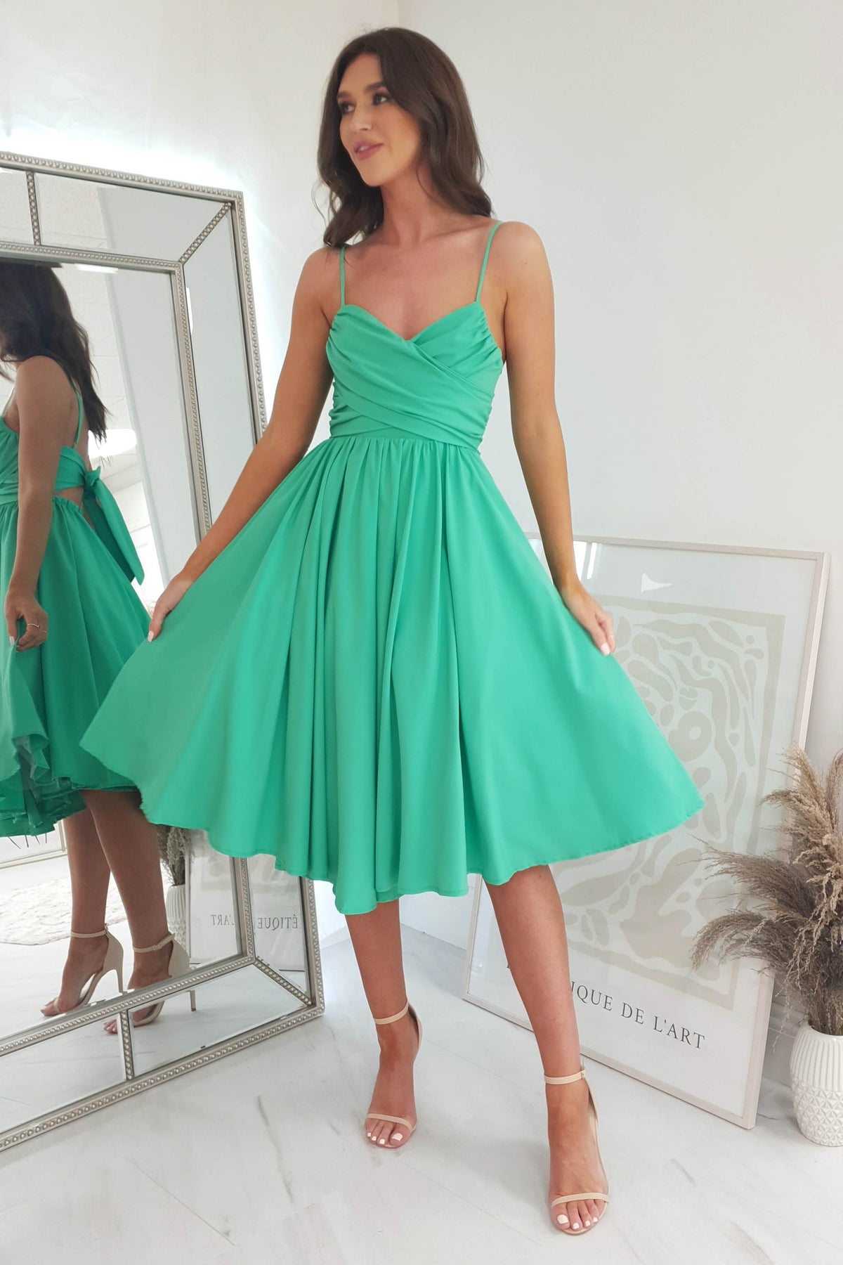 *DONE Erinna Skater Midi Dress | Green-Oh Hello Clothing