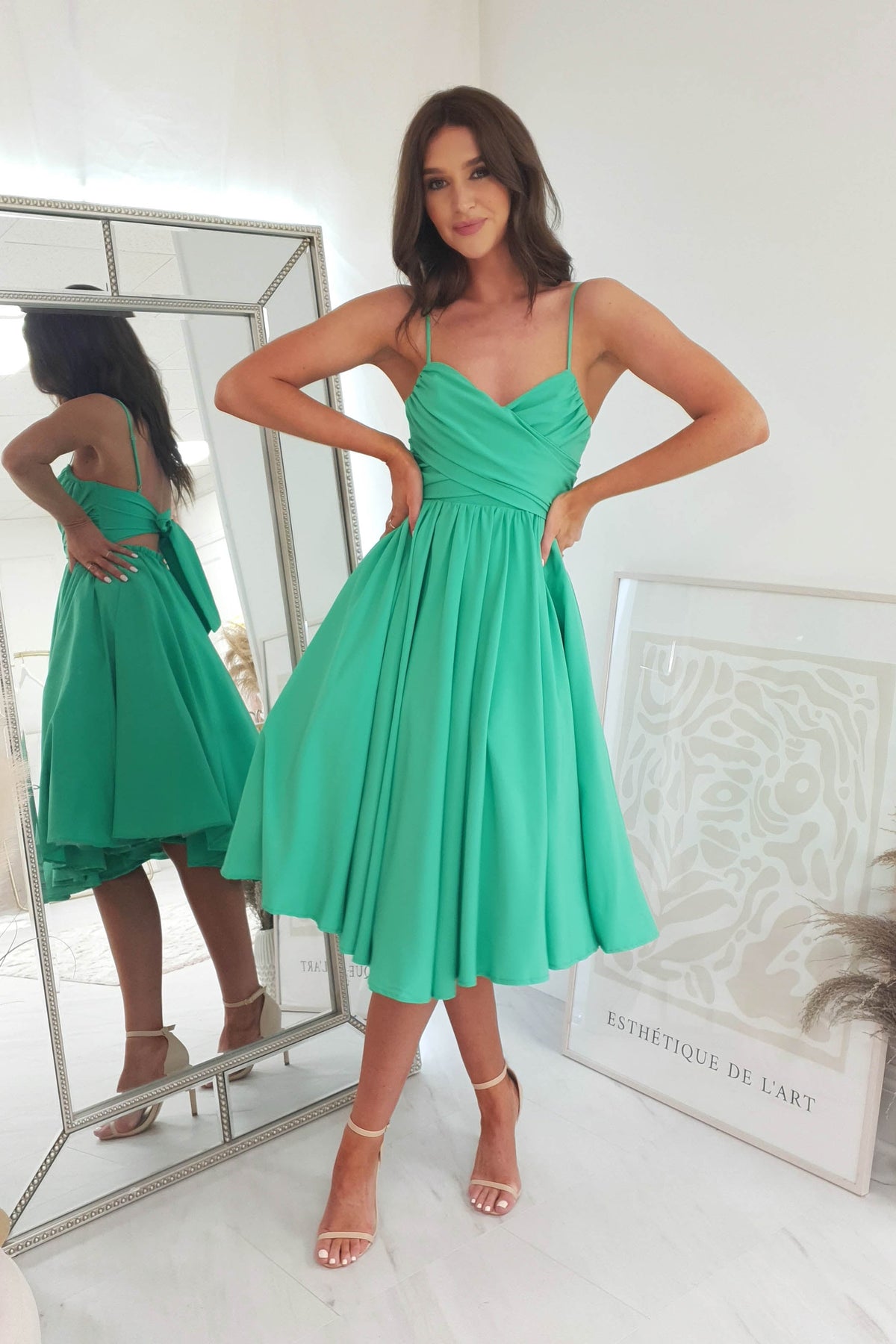 *DONE Erinna Skater Midi Dress | Green-Oh Hello Clothing