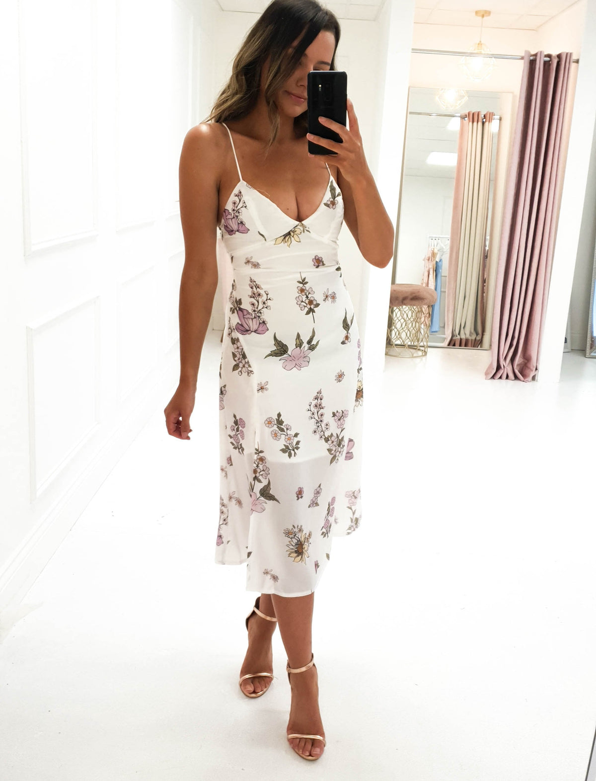 Dayna Floral Midi Dress-Oh Hello Clothing