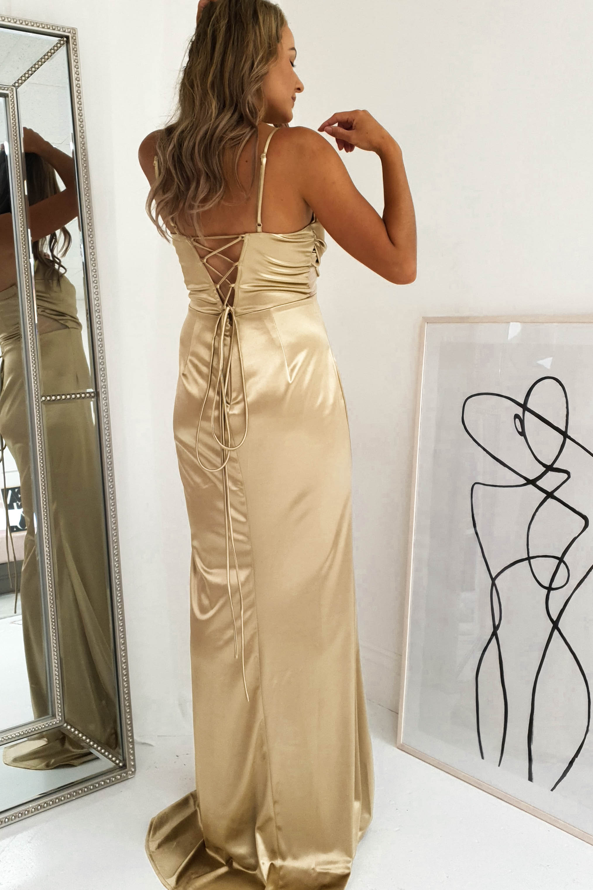 Addison Satin Gown | Gold | Debs & Prom | Formal Gown | Oh Hello Clothing