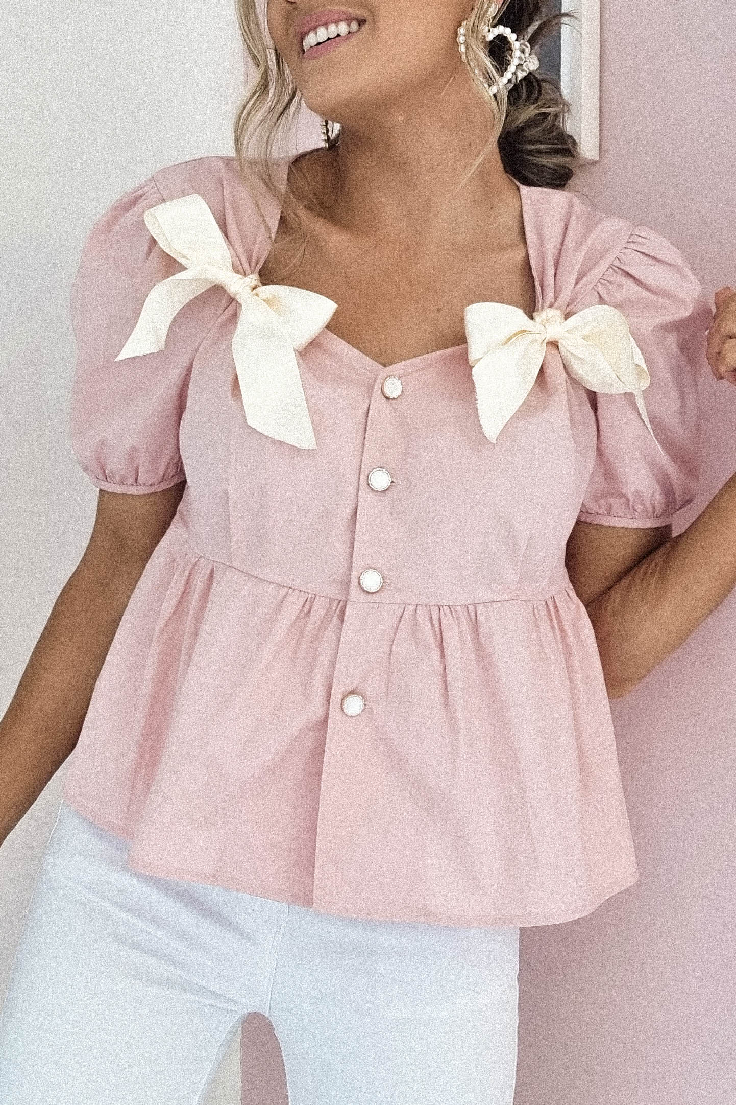 Minnie Bow Detail Blouse | Pink | Oh Hello Clothing | Oh Hello Clothing