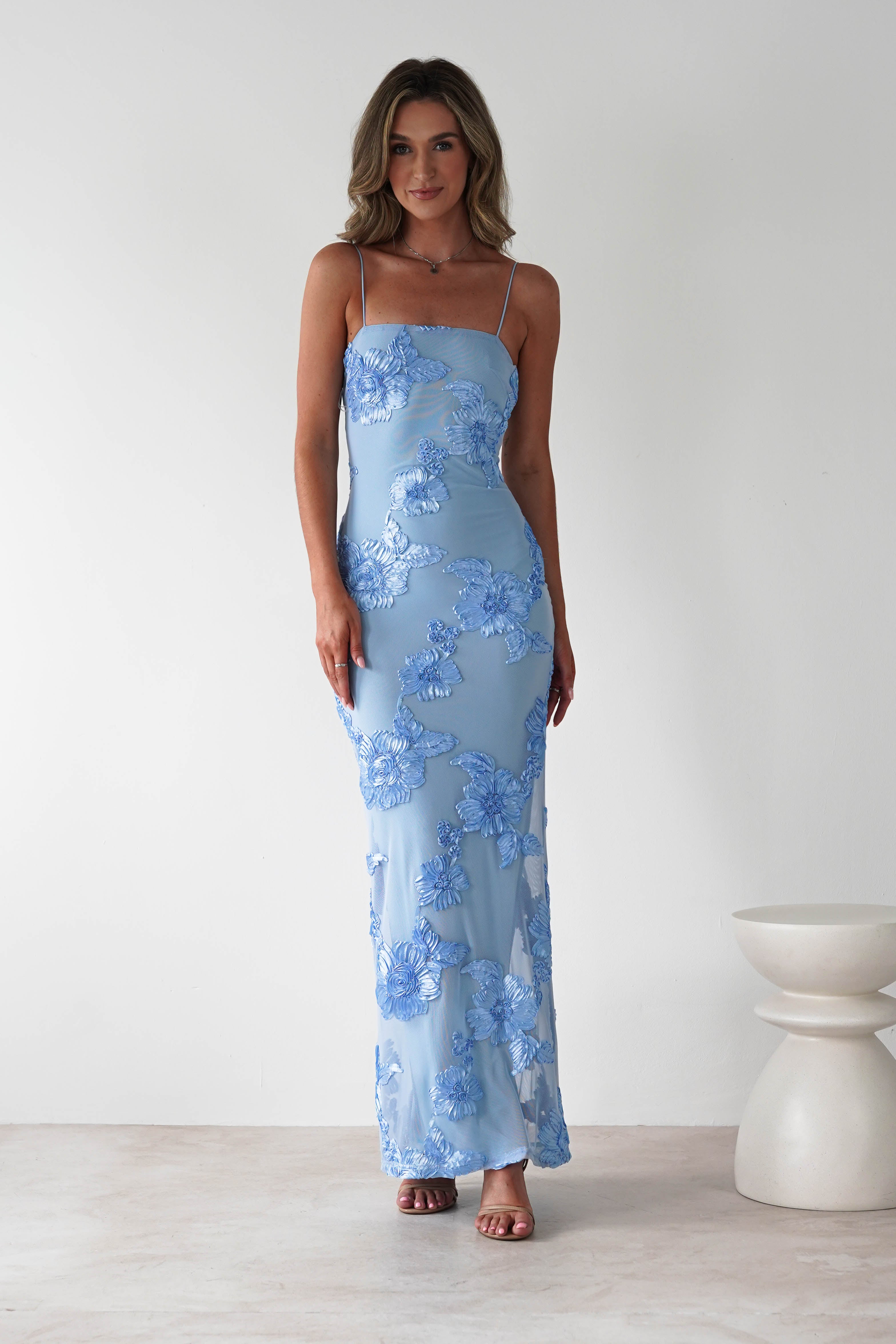 Alvana Floral Appliqué Maxi Dress Blue | Wedding Guest Dress | Maxi | Oh Hello Clothing