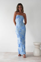 Alvana Floral Appliqué Maxi Dress Blue | Wedding Guest Dress | Maxi | Oh Hello Clothing